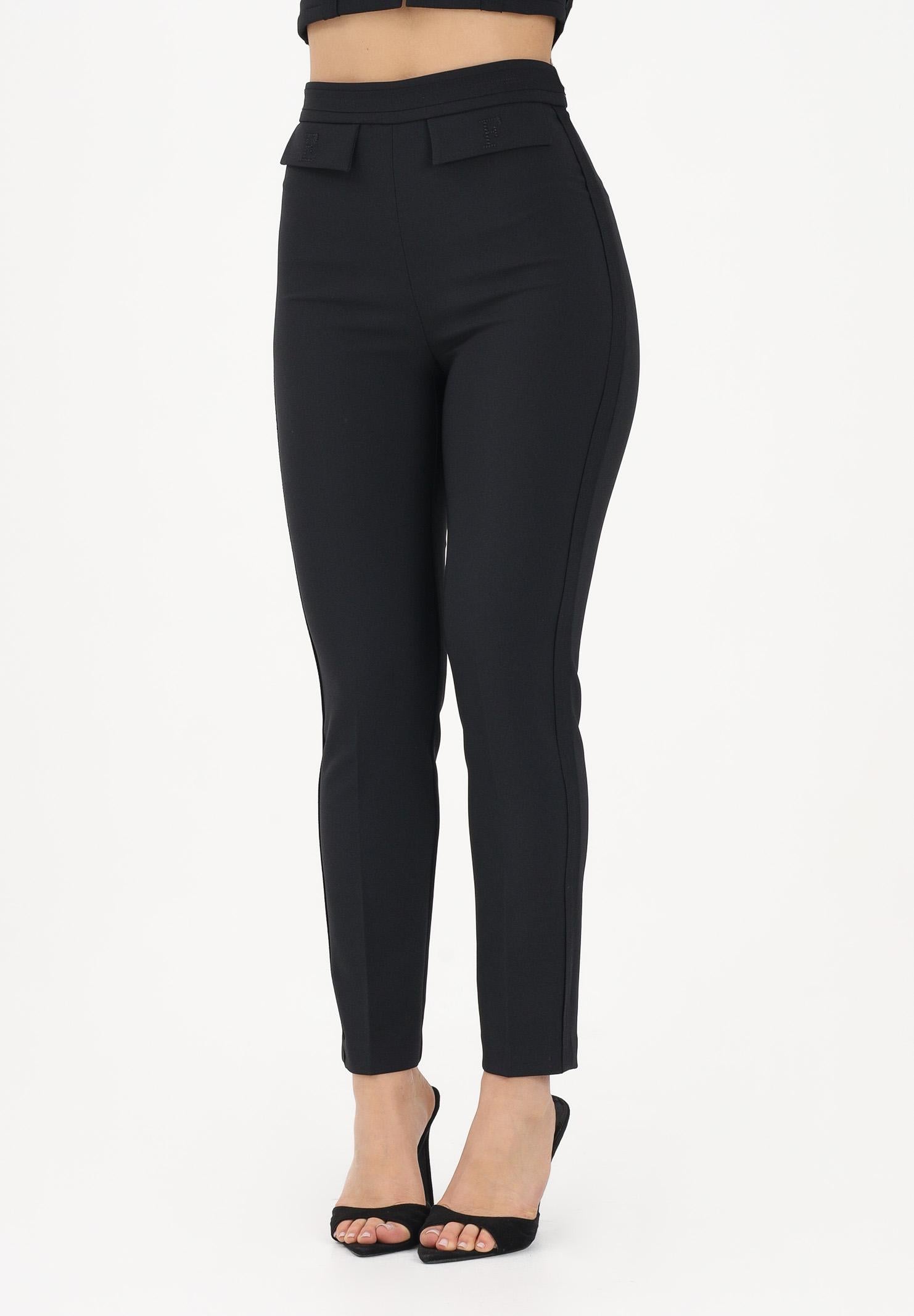 ELISABETTA FRANCHI Pantalone elegante nero da donna con ricamo logo PA17061E2 110 ELISABETTA FRANCHI