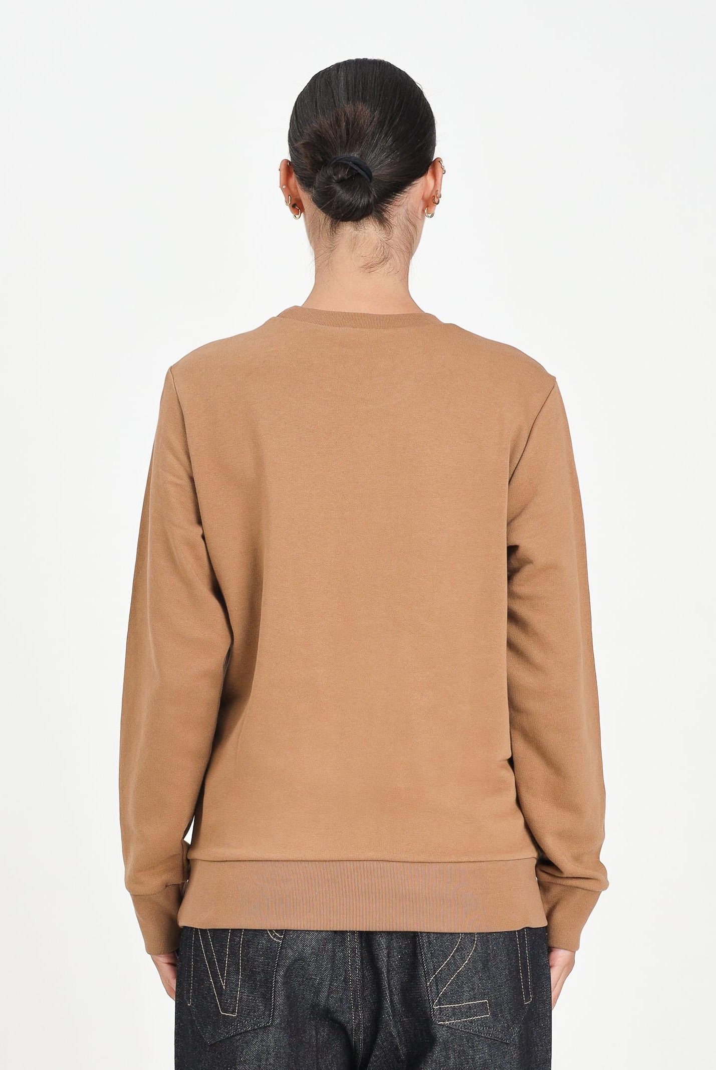 N21 Felpa girocollo cammello per donna, ragazzi e bambini con logo a contrasto N21588N0154 0N720 N21