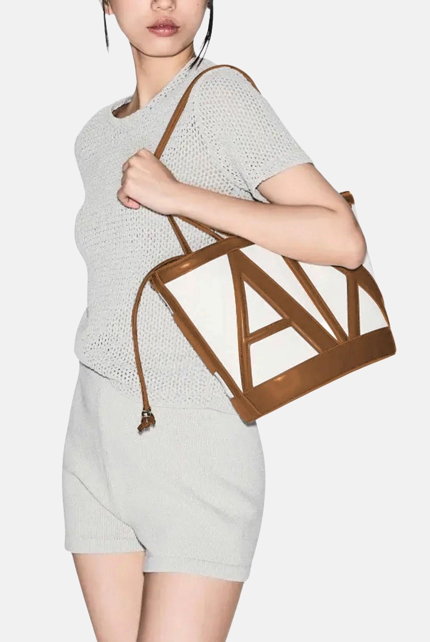 ARMANI EXCHANGE Shopper beige e cuoio da donna con logo XW002607AF22635 M6261 ARMANI EXCHANGE