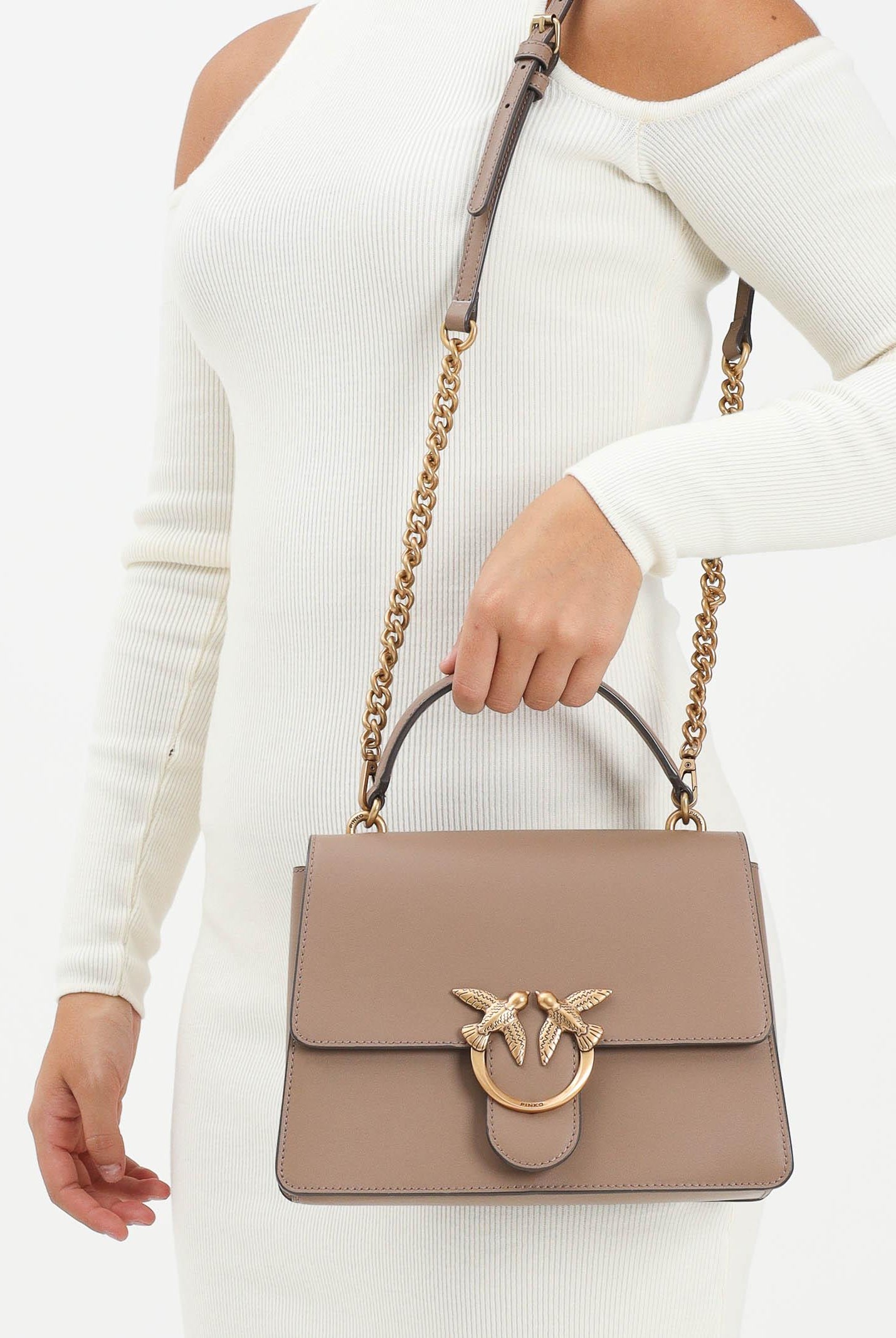 PINKO Borsa a mano Love Bag Top Handle Light marrone da donna 100066A0F1 D01Q PINKO