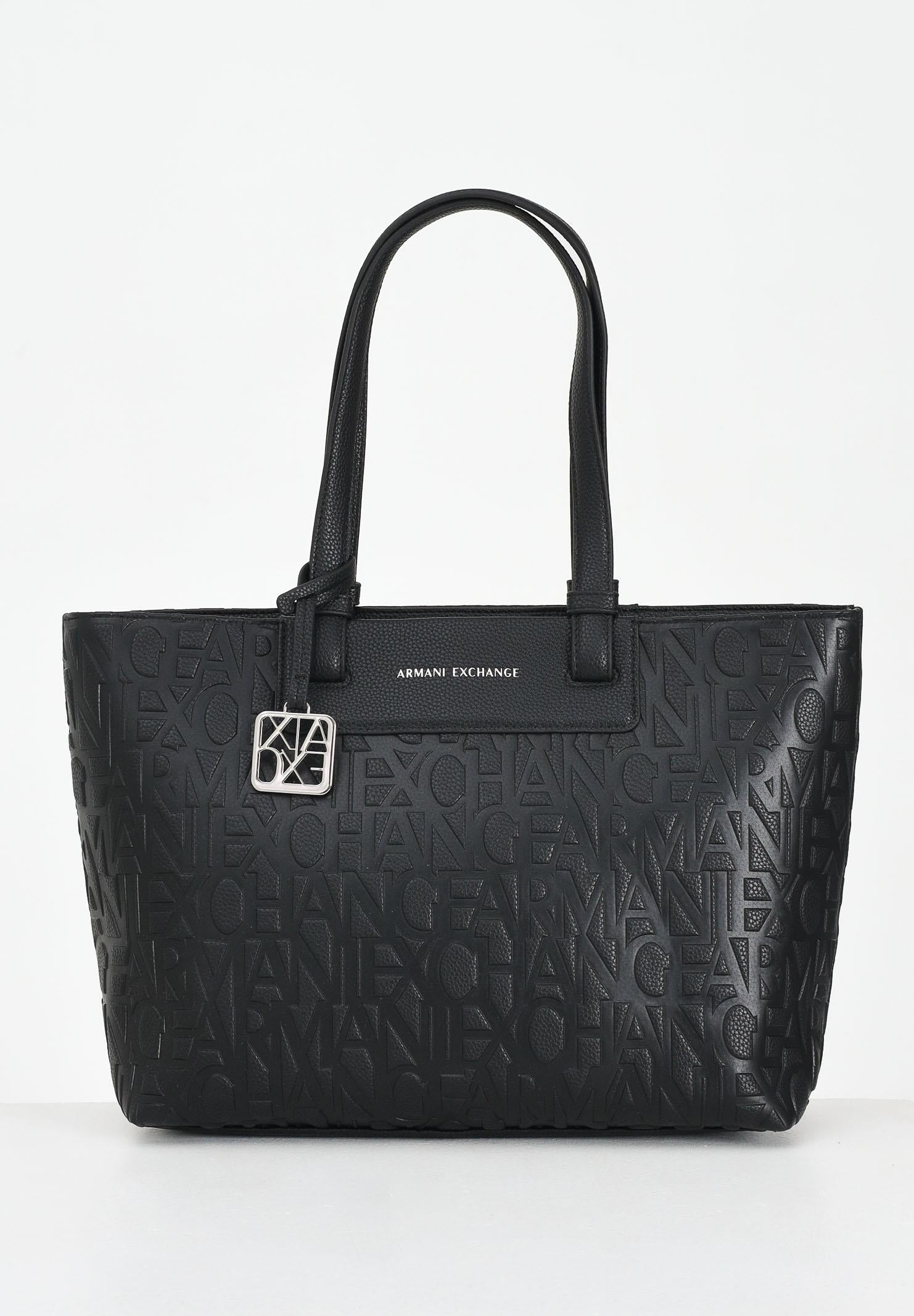 ARMANI EXCHANGE Shopper a spalla nera da donna con logo all-over XW001481AF15774 UC001 ARMANI EXCHANGE