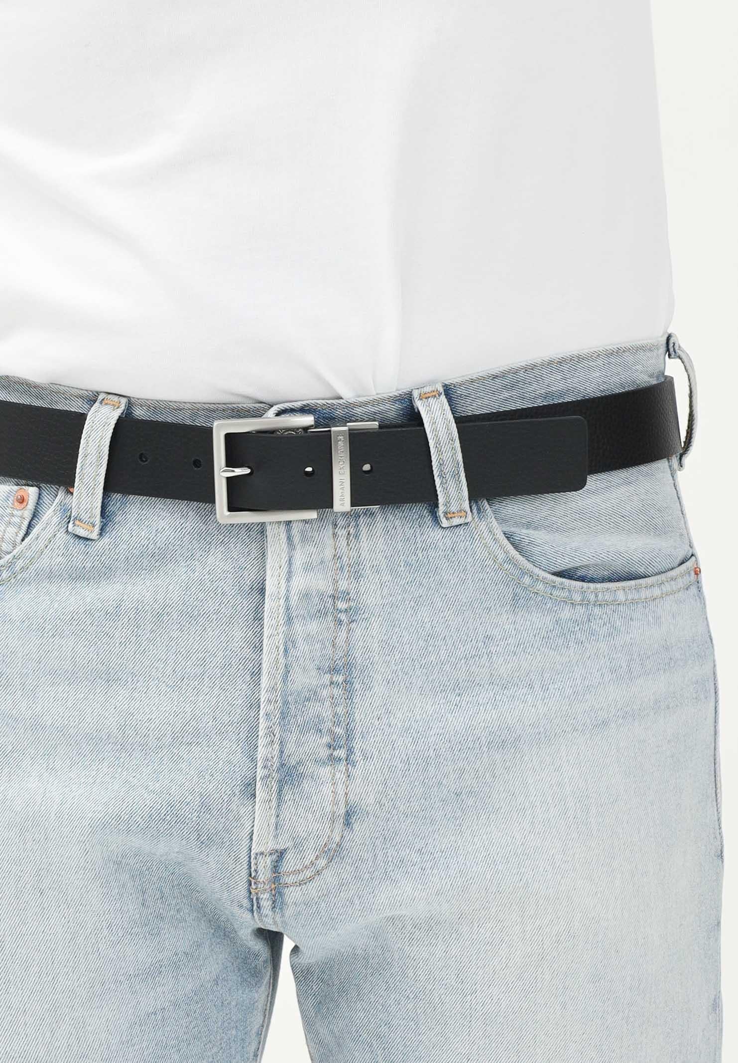 ARMANI EXCHANGE Cintura double face nera e blu da uomo 951000CC512 43020 ARMANI EXCHANGE