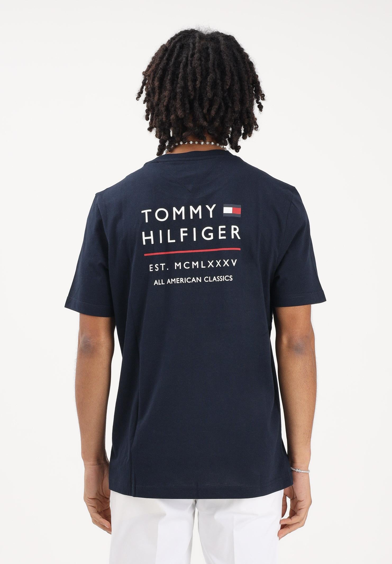 TOMMY HILFIGER T-shirt a manica corta blu da uomo con stampa MW0MW42370 DW5 TOMMY HILFIGER