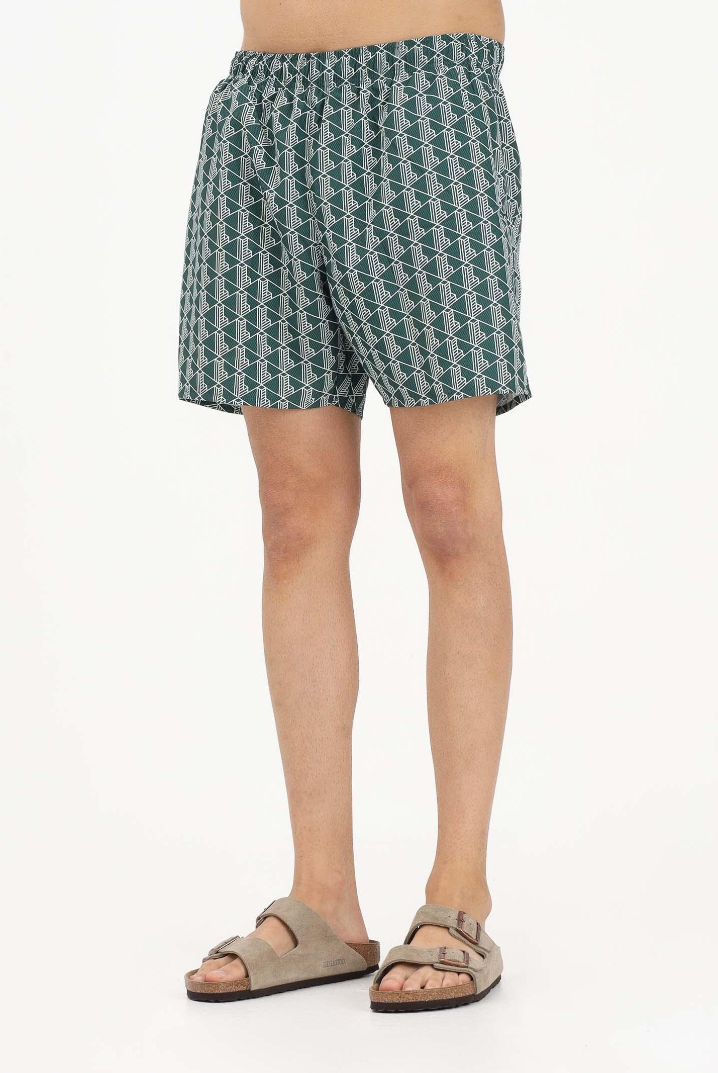 LACOSTE Shorts mare verde da uomo con stampa monogramma MH9086 D1R LACOSTE