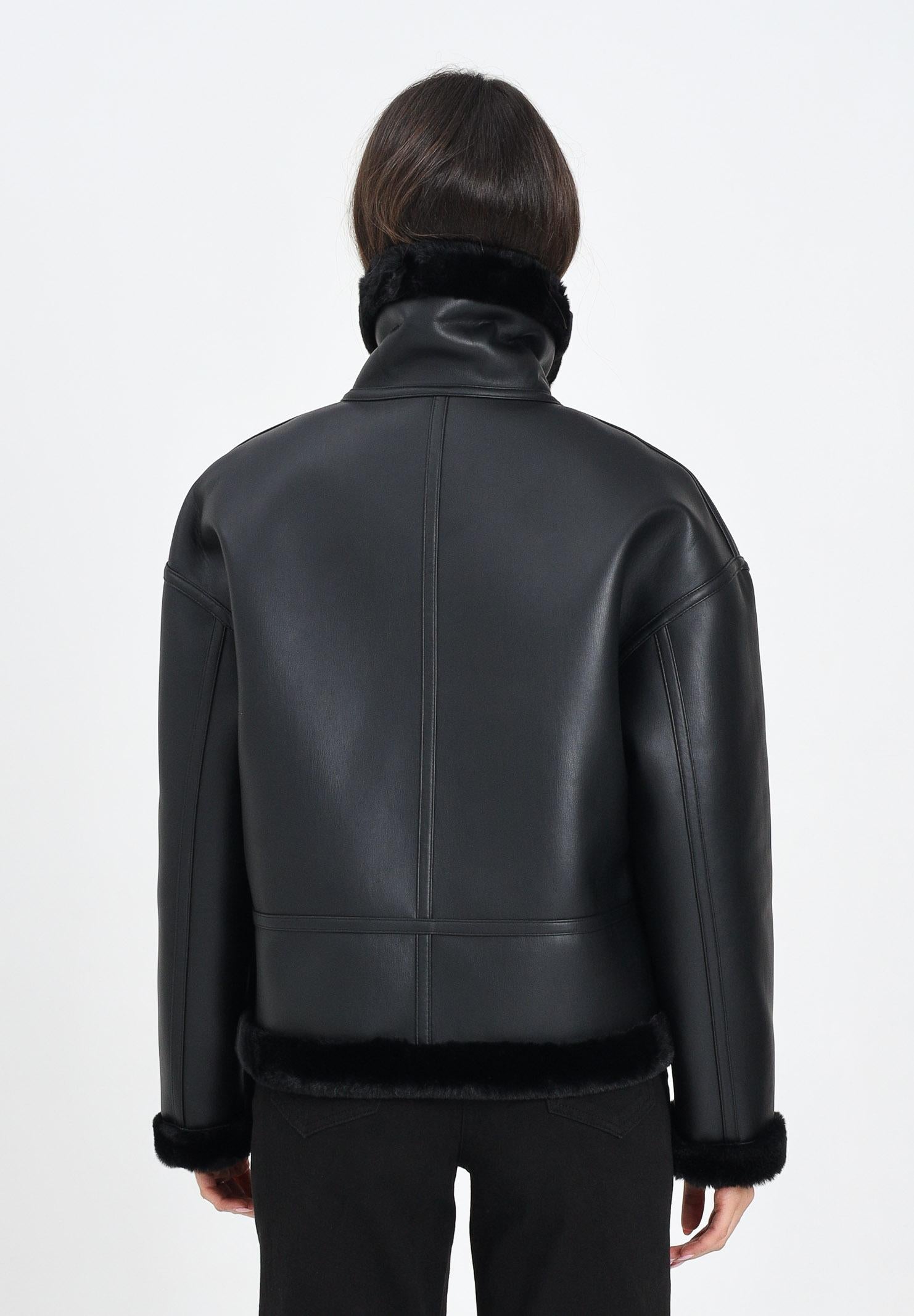 ARMANI EXCHANGE Montone nero da donna con interno e profili in eco-pelliccia XW000713AF16389 UC001 ARMANI EXCHANGE