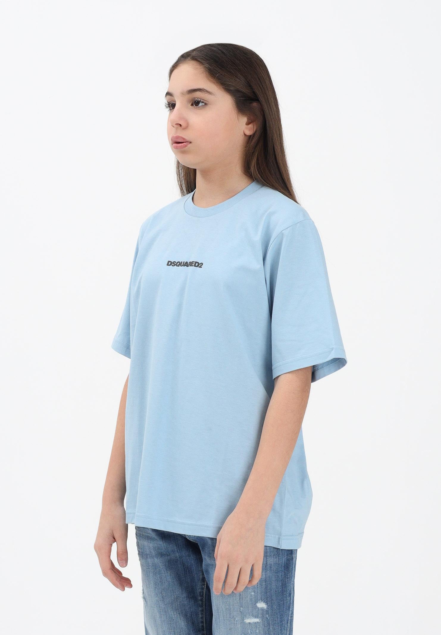 DSQUARED2 T-shirt a manica corta celeste per donna, ragazzi e bambini con logo DQ2823D004G DQ814 DSQUARED2
