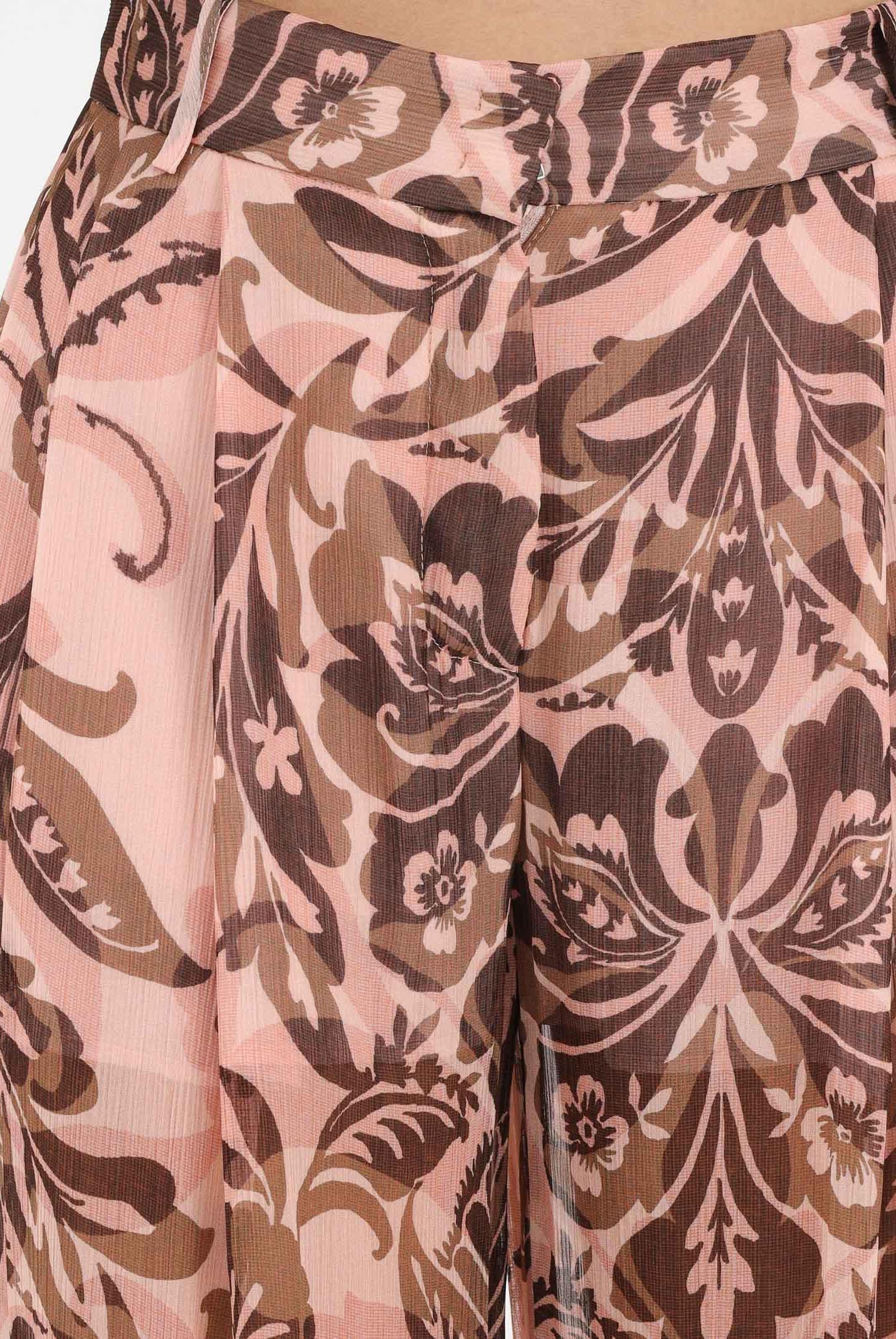 SIMONA CORSELLINI Pantalone elegante rosa da donna con stampa floreale P26CPPA02501 V0697 SIMONA CORSELLINI