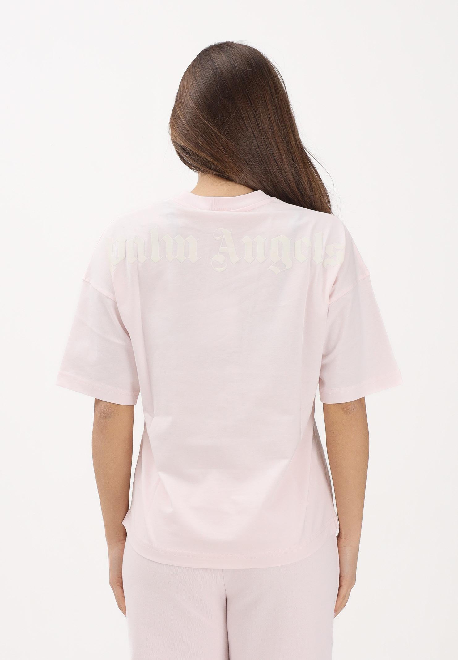 PALM ANGELS T-shirt a manica corta rosa per donna, ragazze e bambine con logo PGAA001S26JER001 042 PALM ANGELS