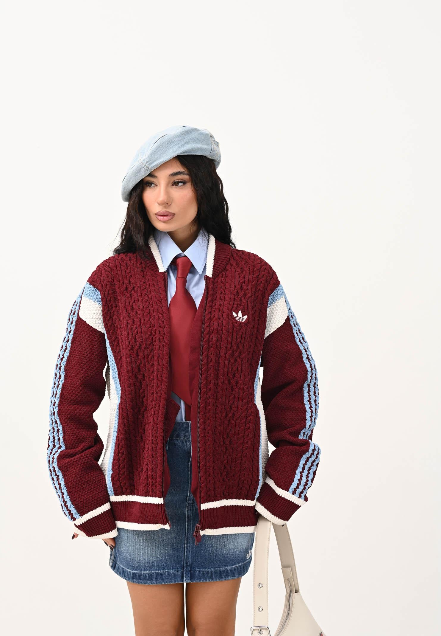 ADIDAS ORIGINALS Cardigan RETRO REMIX bordeaux da uomo KR7633 ADIDAS ORIGINALS