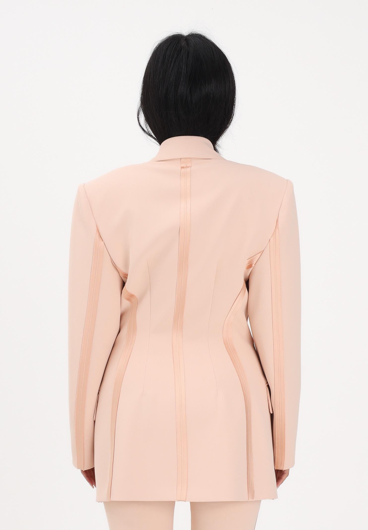 ELISABETTA FRANCHI Giacca doppiopetto nude da donna in crêpe leggero e raso GI24163E2 EA1 ELISABETTA FRANCHI