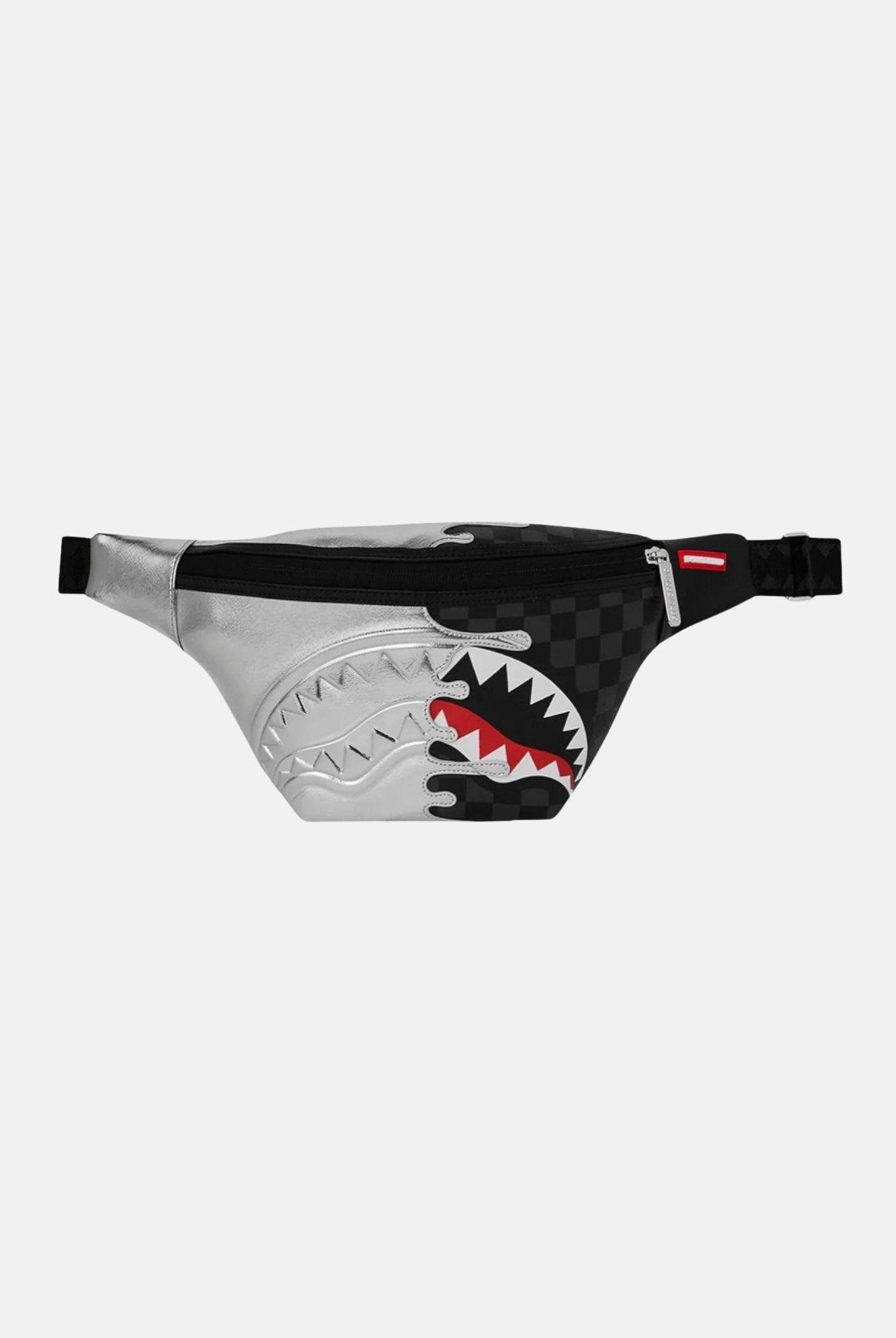 SPRAYGROUND Marsupio SILVER SIDE DRIP argento e nero per uomo e donna 910B8926NSZ . SPRAYGROUND