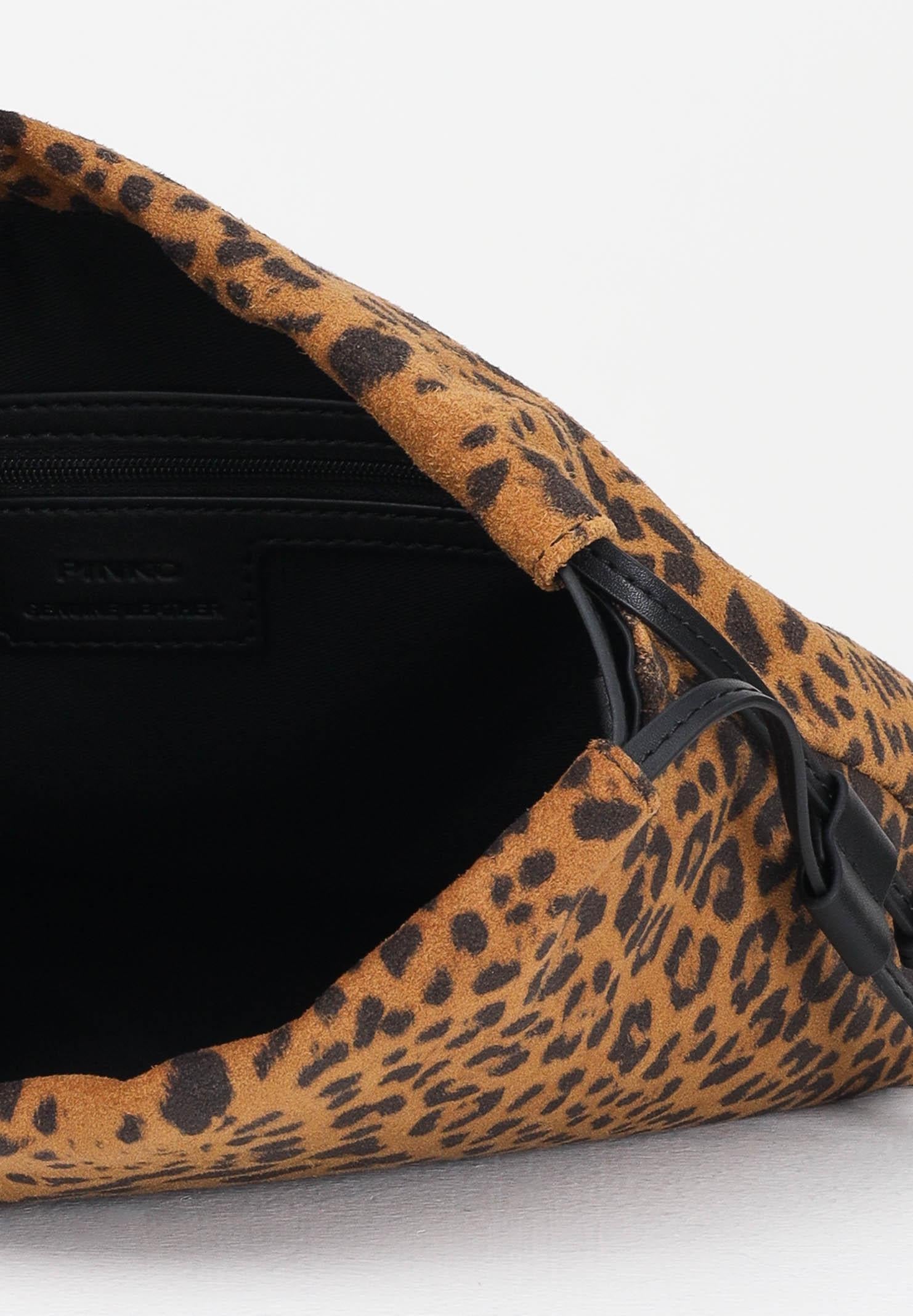 PINKO Clutch cammello da donna in suede animalier 105907A32A M35Q PINKO