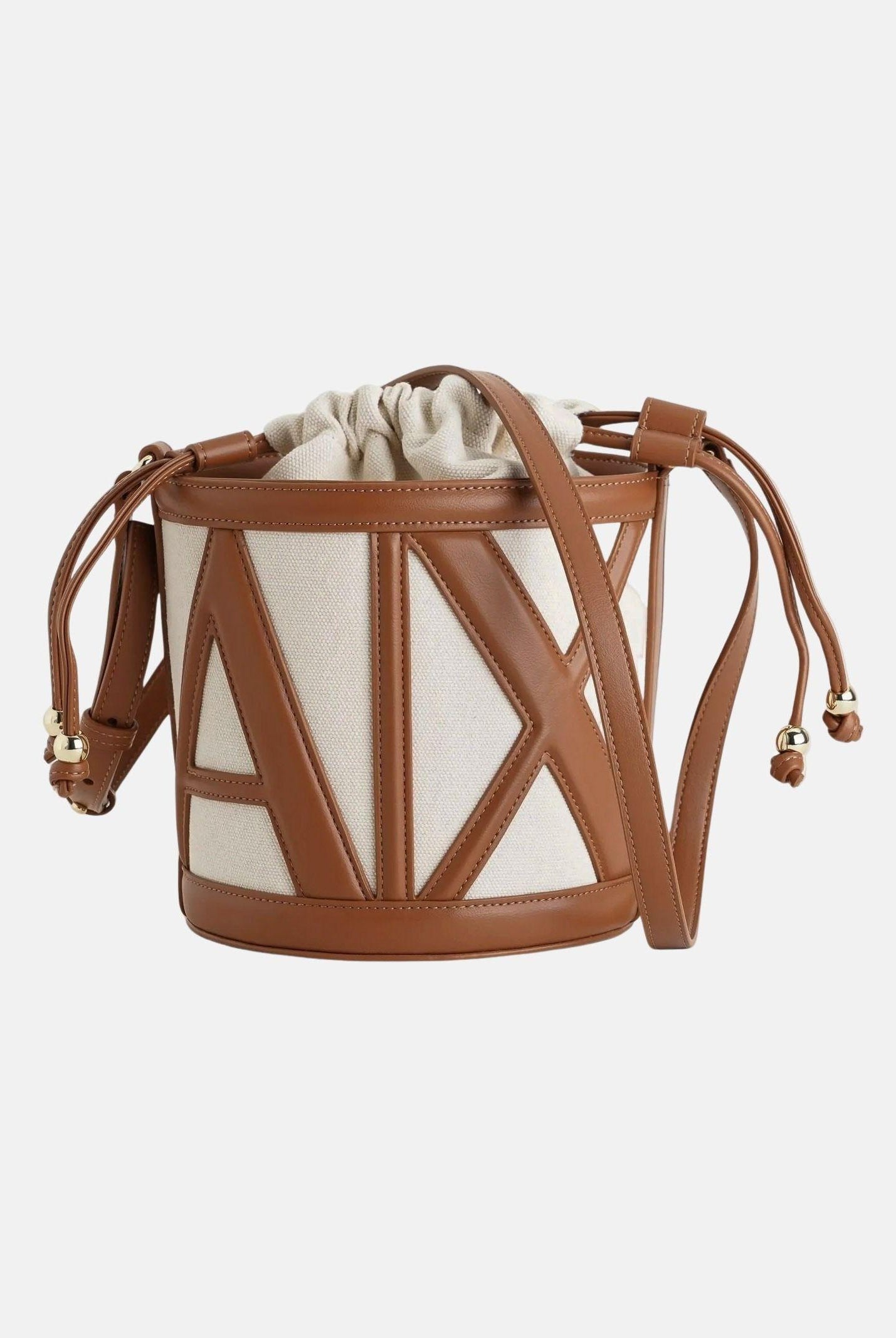 ARMANI EXCHANGE Borsa a tracolla beige e cuoio da donna con logo XW002183AF22635 M6261 ARMANI EXCHANGE