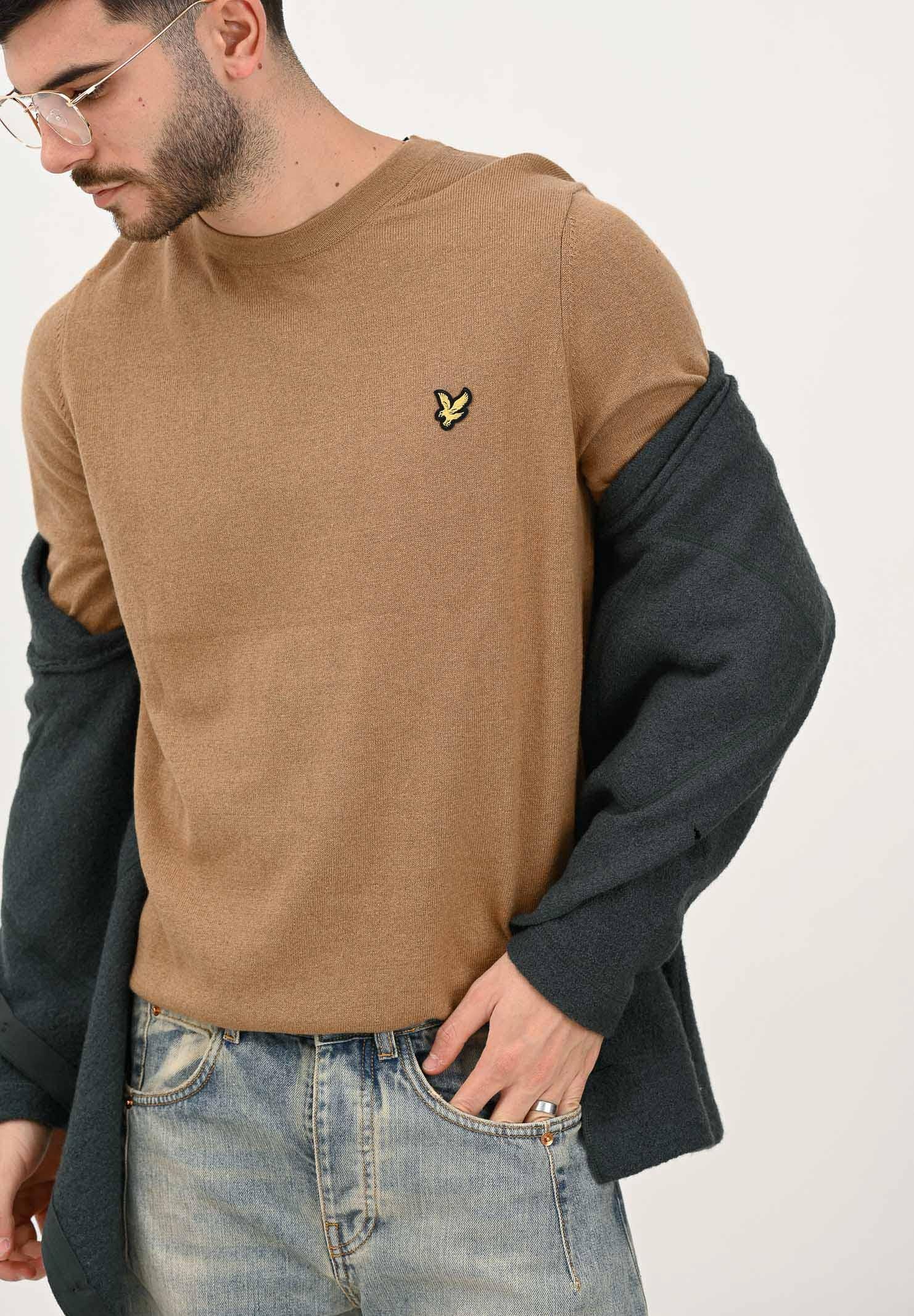 LYLE & SCOTT Maglioncino girocollo beige da uomo KN2110VC X851 LYLE & SCOTT