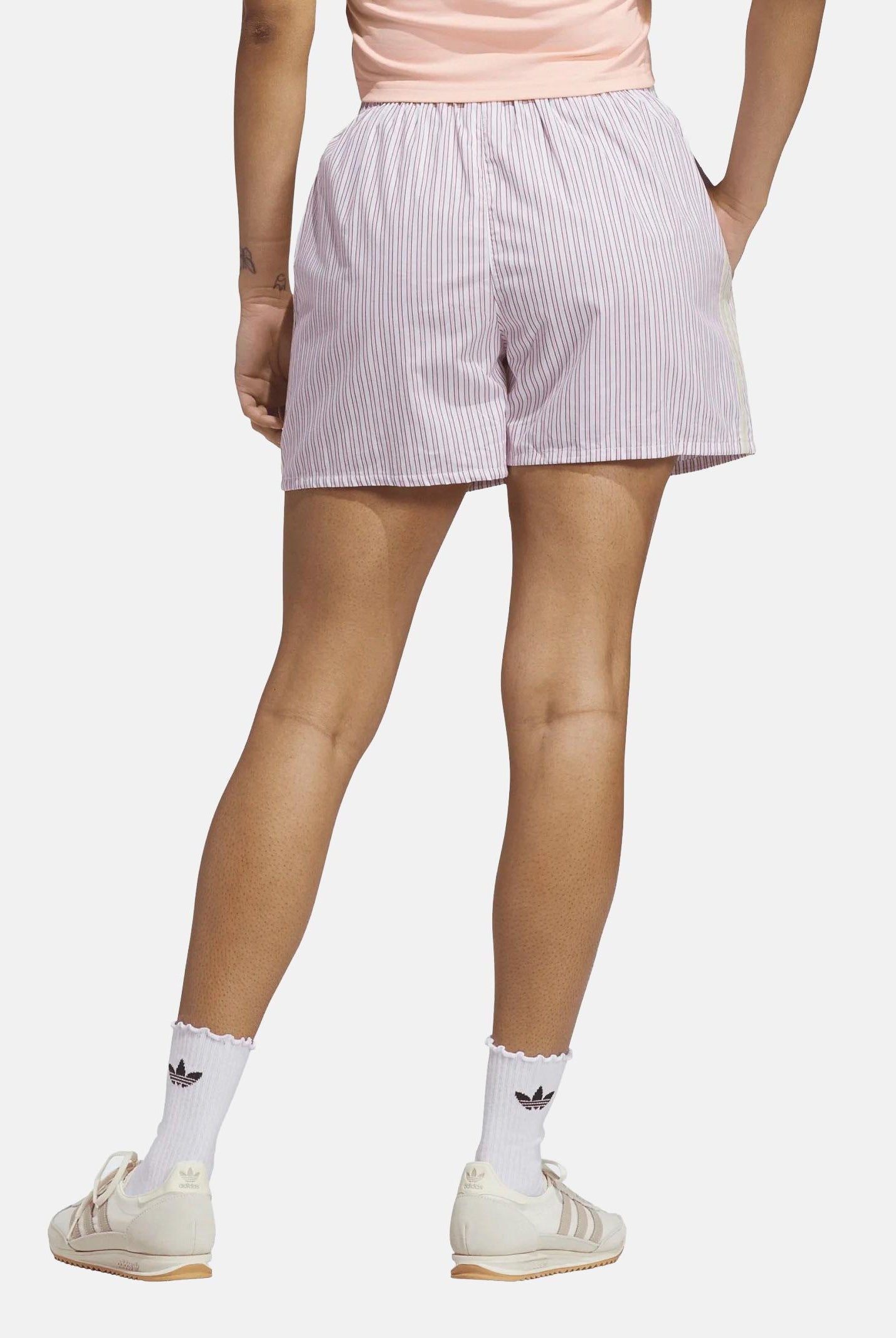 ADIDAS ORIGINALS shorts STRIPED BOXER SHORT stile boxer rosa e bianco donna. KT8006 . ADIDAS ORIGINALS