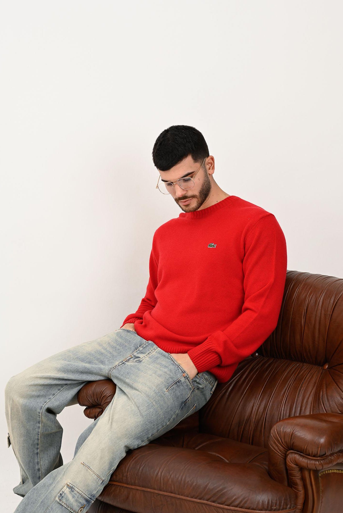 LACOSTE Maglioncino girocollo rosso da uomo AH2916 240 LACOSTE