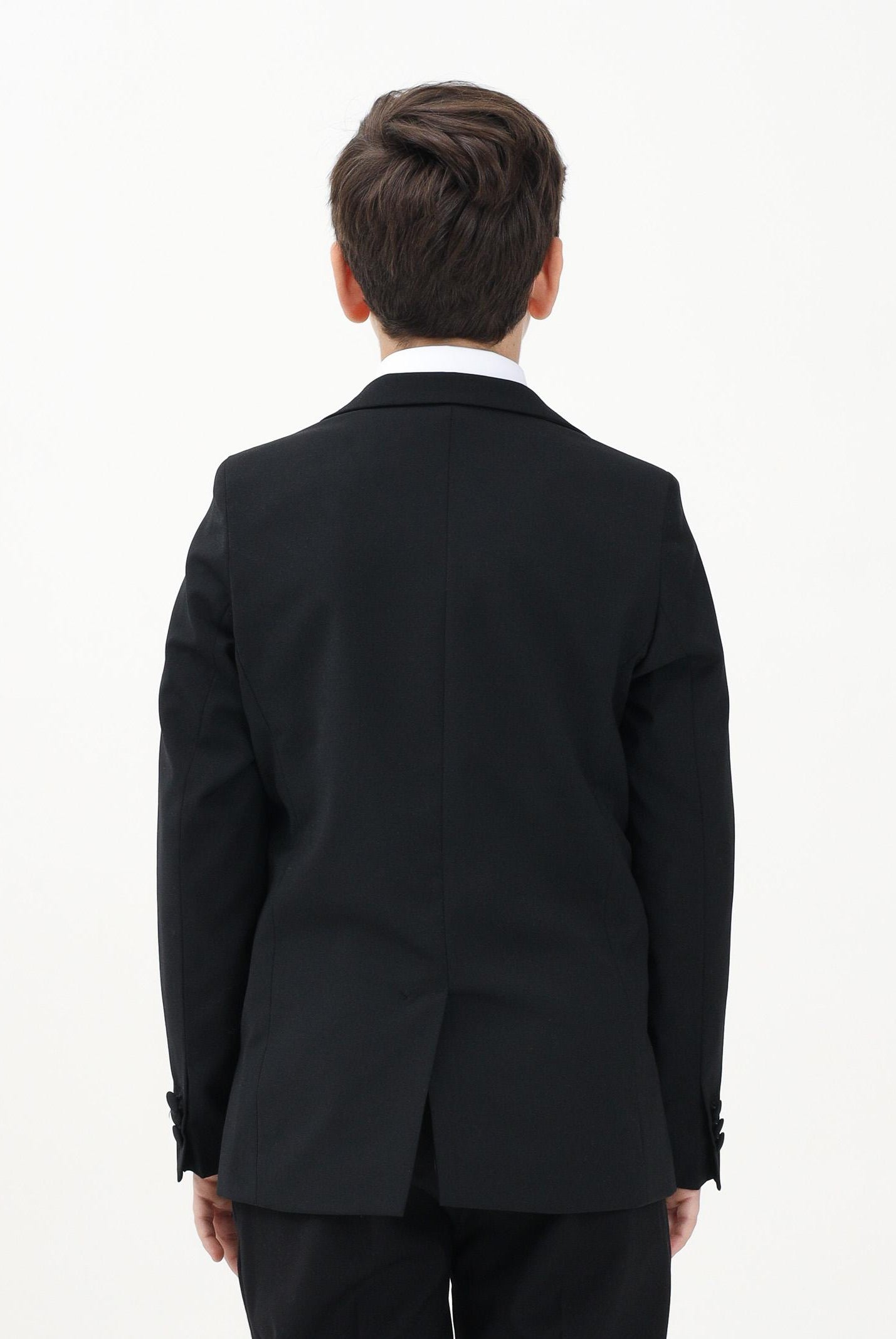 I'M BRIAN Giacca monopetto nera da bambino con rever a lancia rivestito da paillettes GIA3225J 009 I'M BRIAN