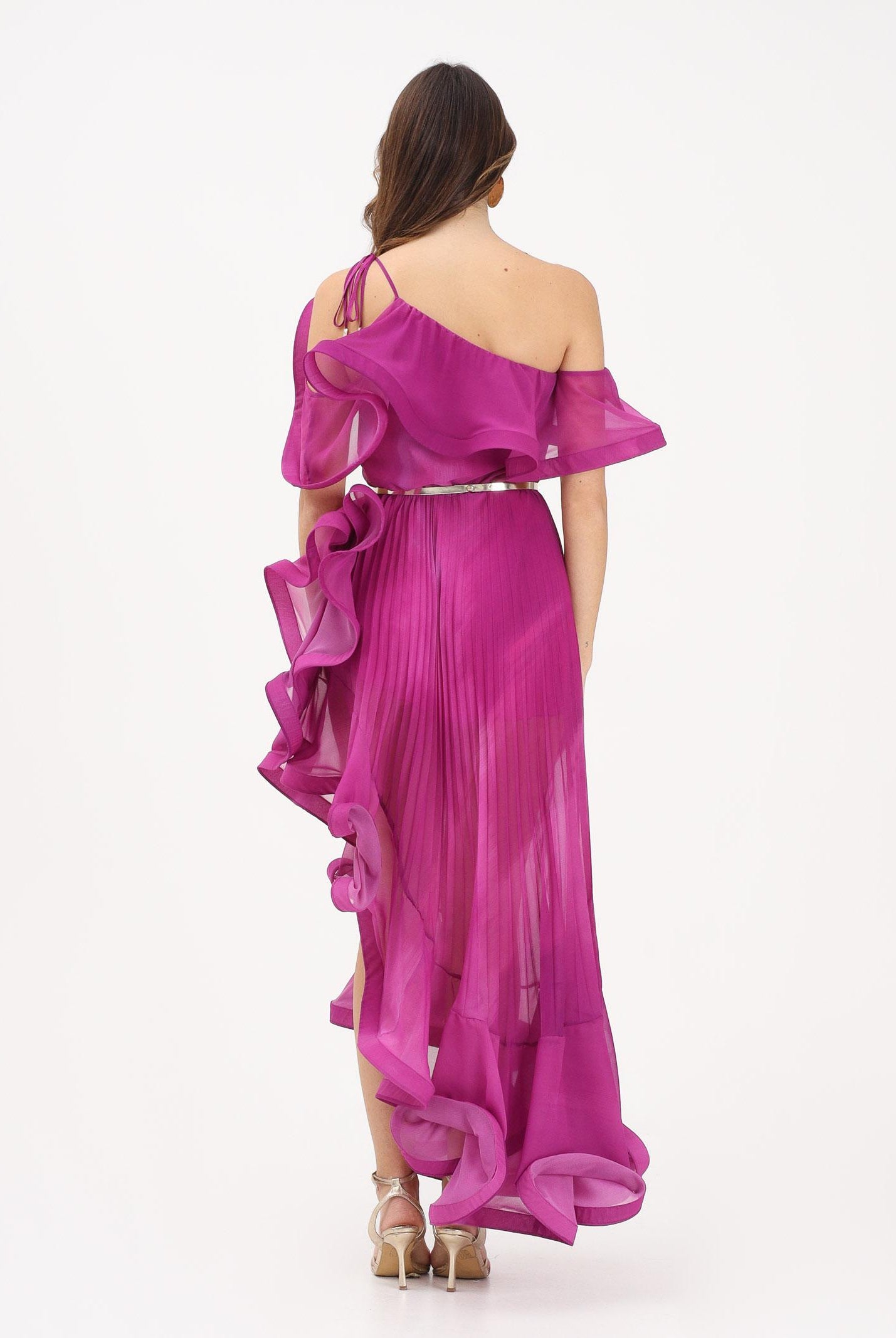 SIMONA CORSELLINI Abito lungo orchidea da donna in chiffon leggero P26CEAB10901 V0004 SIMONA CORSELLINI