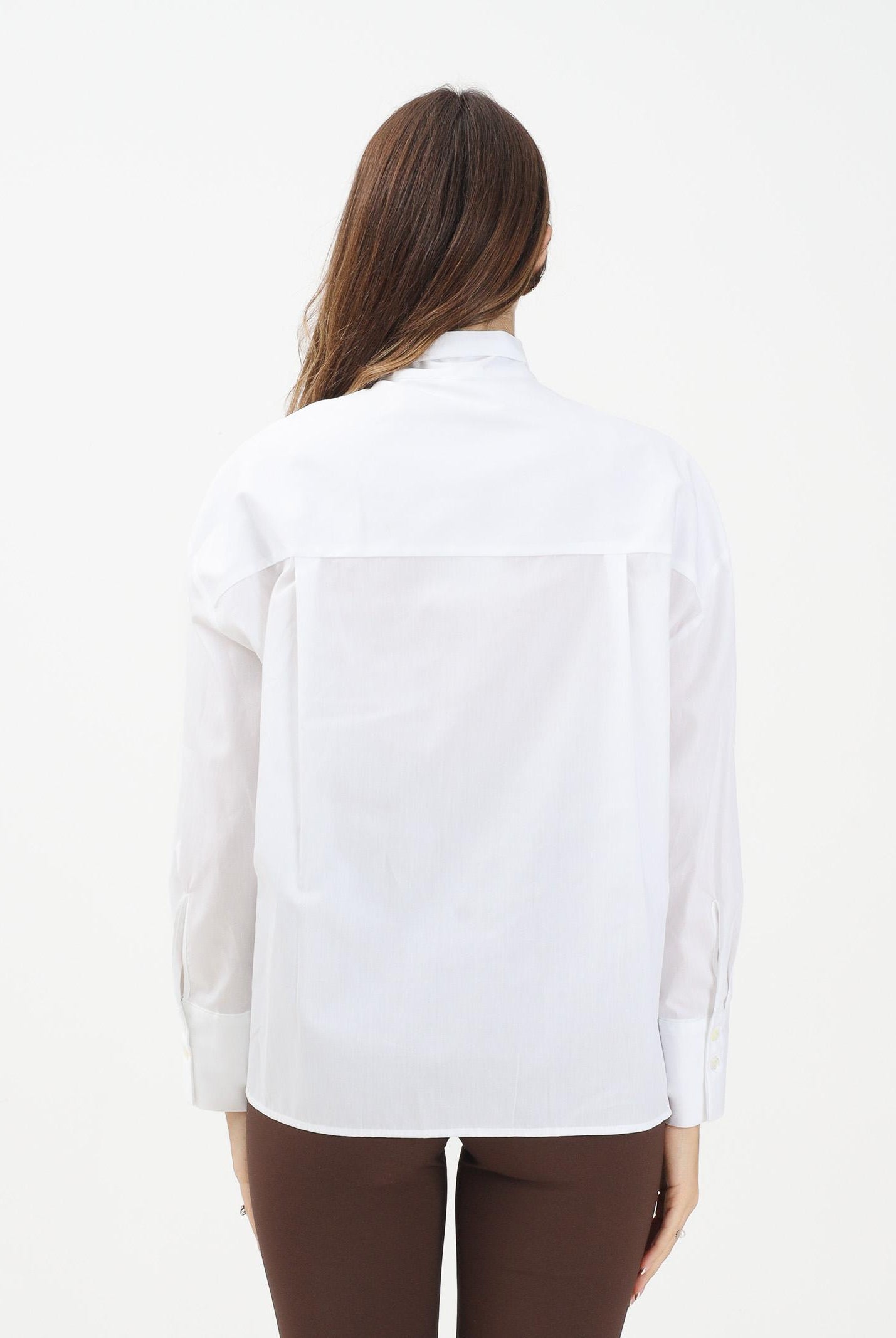 VICOLO Camicia a manica lunga bianca da donna con fiocco TF0483 BI VICOLO