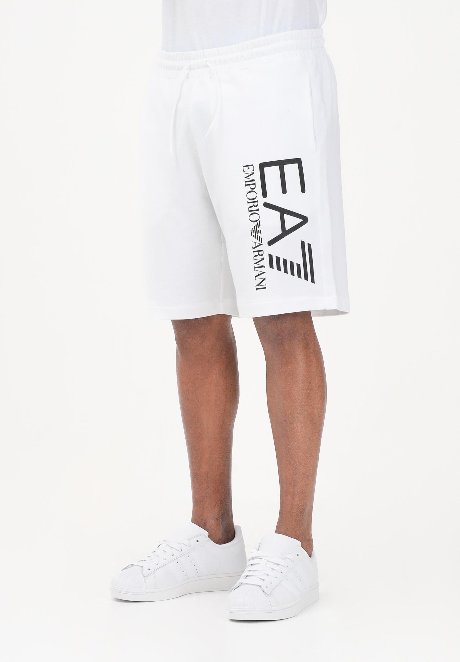 EA7 Shorts bianco da uomo con logo 7M001414AF22266 U0002 EA7