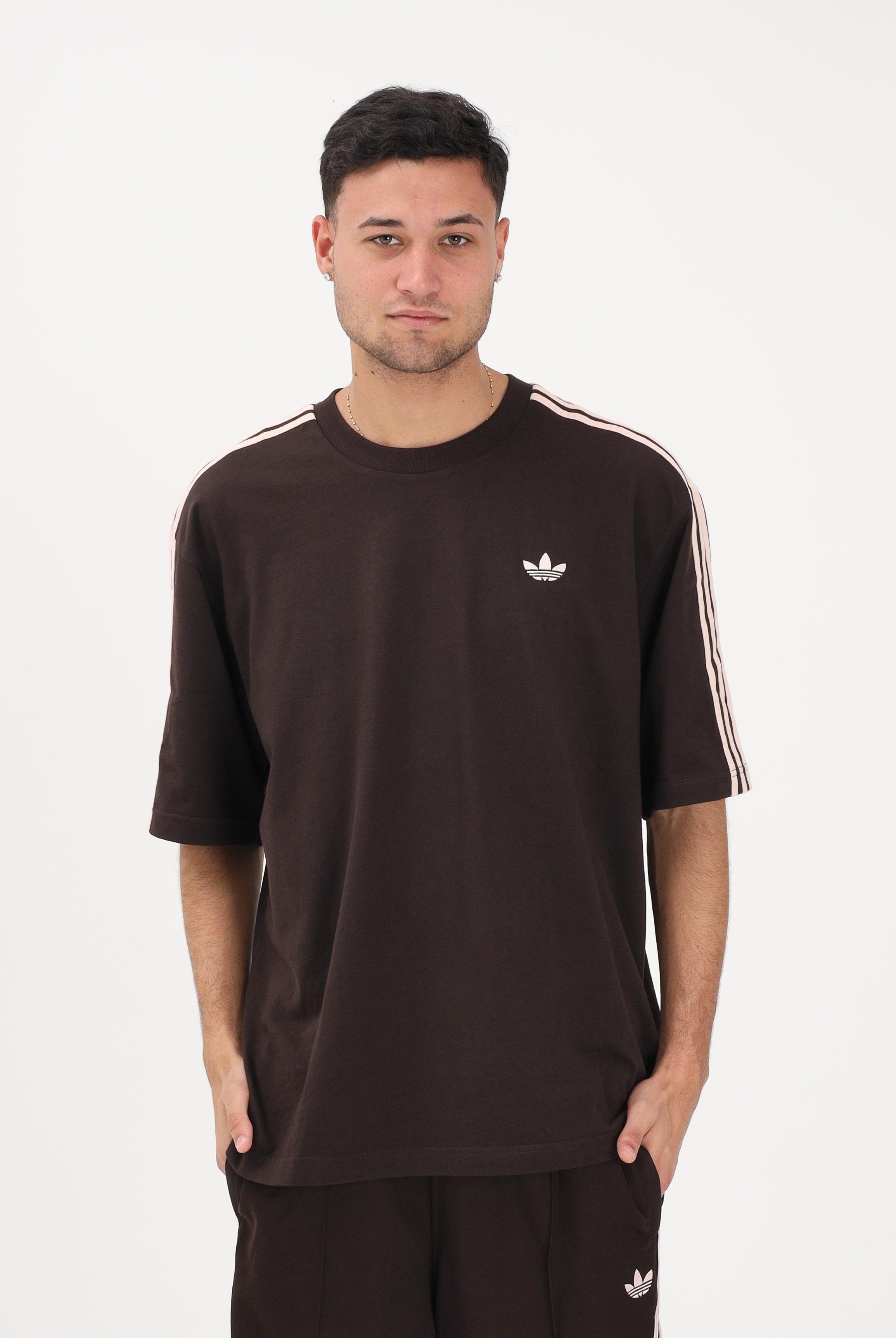 ADIDAS ORIGINALS T-shirt a manica corta Oversize Adicolor 3-Stripes marrone e rosa per uomo e donna KE2905 . ADIDAS ORIGINALS