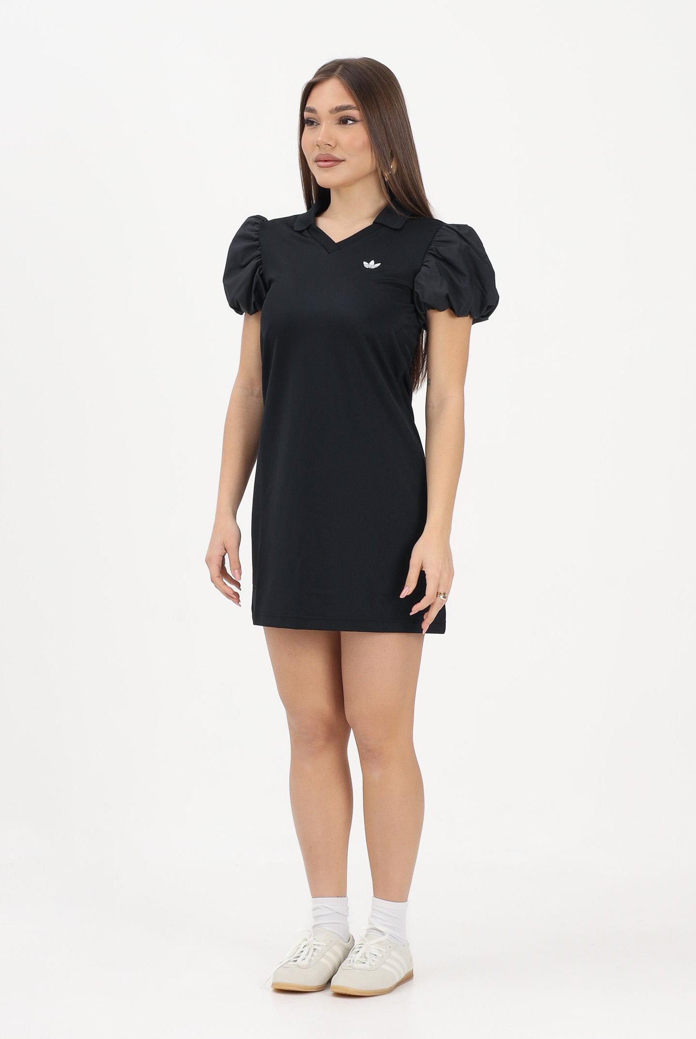 ADIDAS ORIGINALS Abito corto nero da donna con maniche a palloncino KD0302 . ADIDAS ORIGINALS