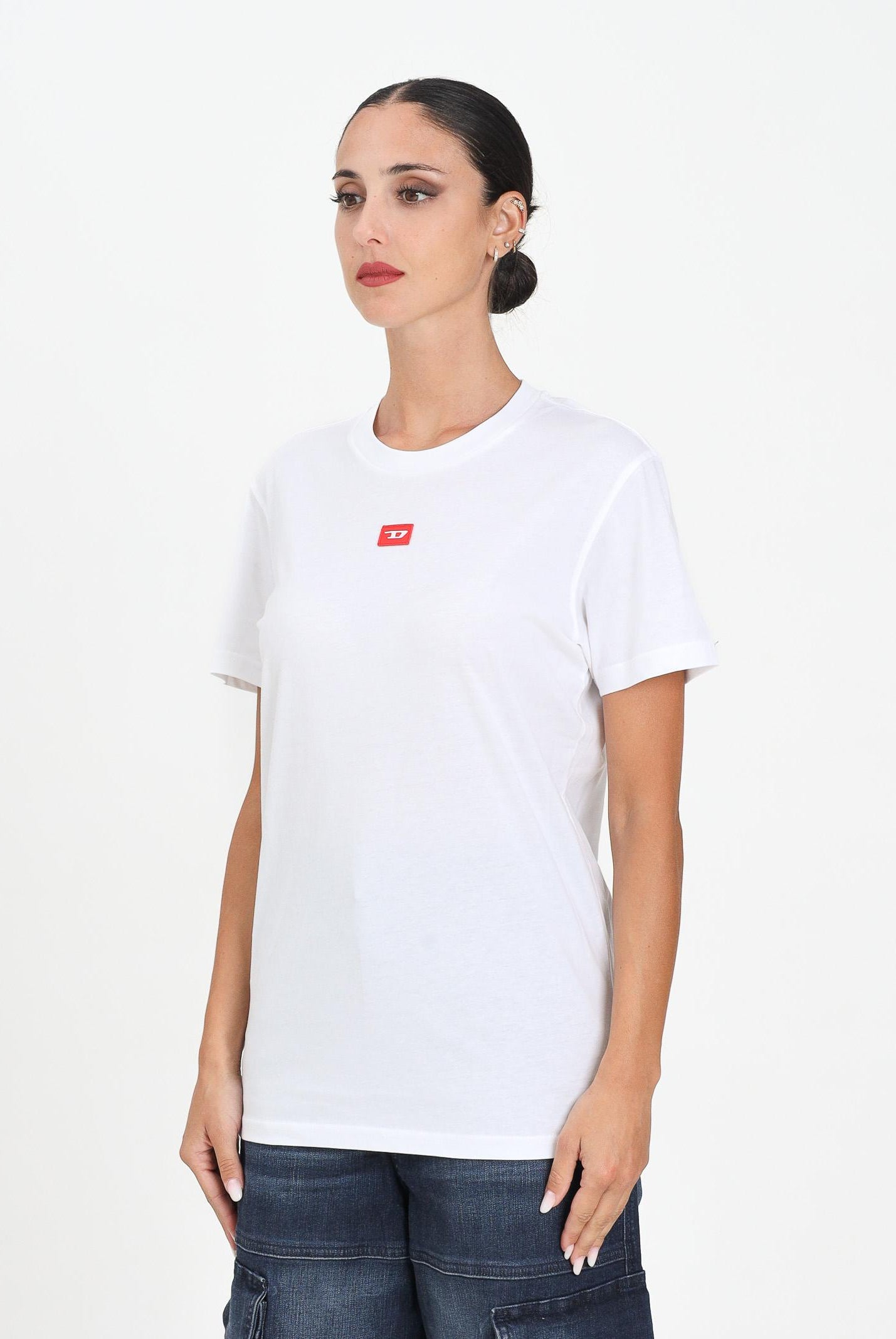 DIESEL T-shirt a manica corta bianca per donna, ragazzi e bambini con logo J025010GRAI K100 DIESEL