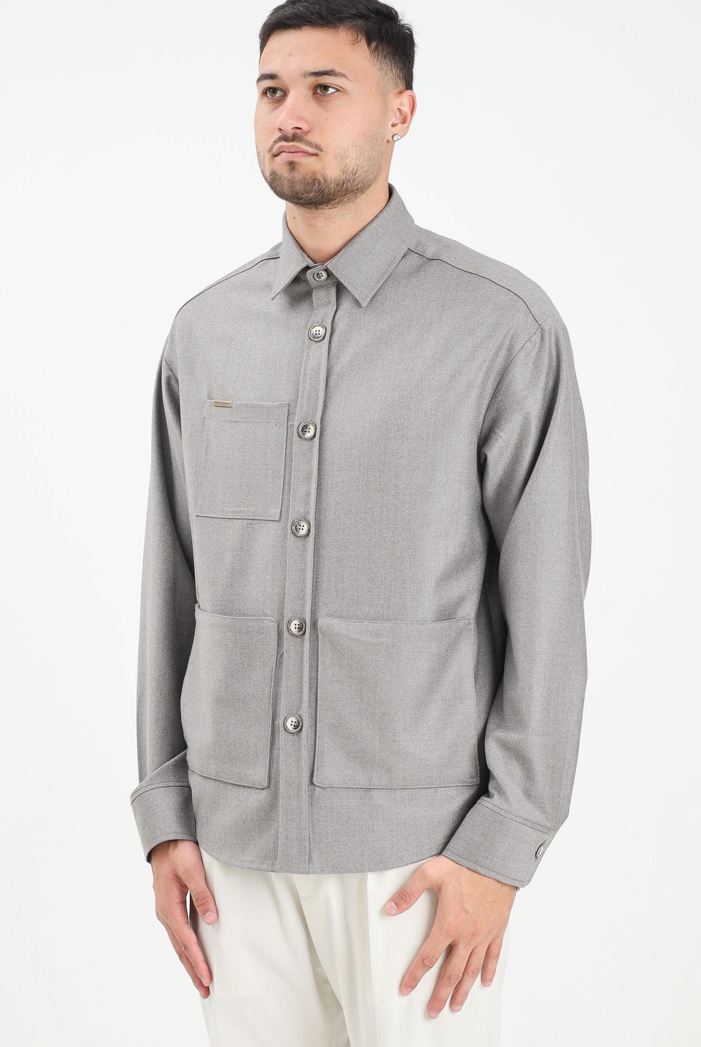 YES LONDON Camicia a manica lunga grigia da uomo XCM7221 BE YES LONDON