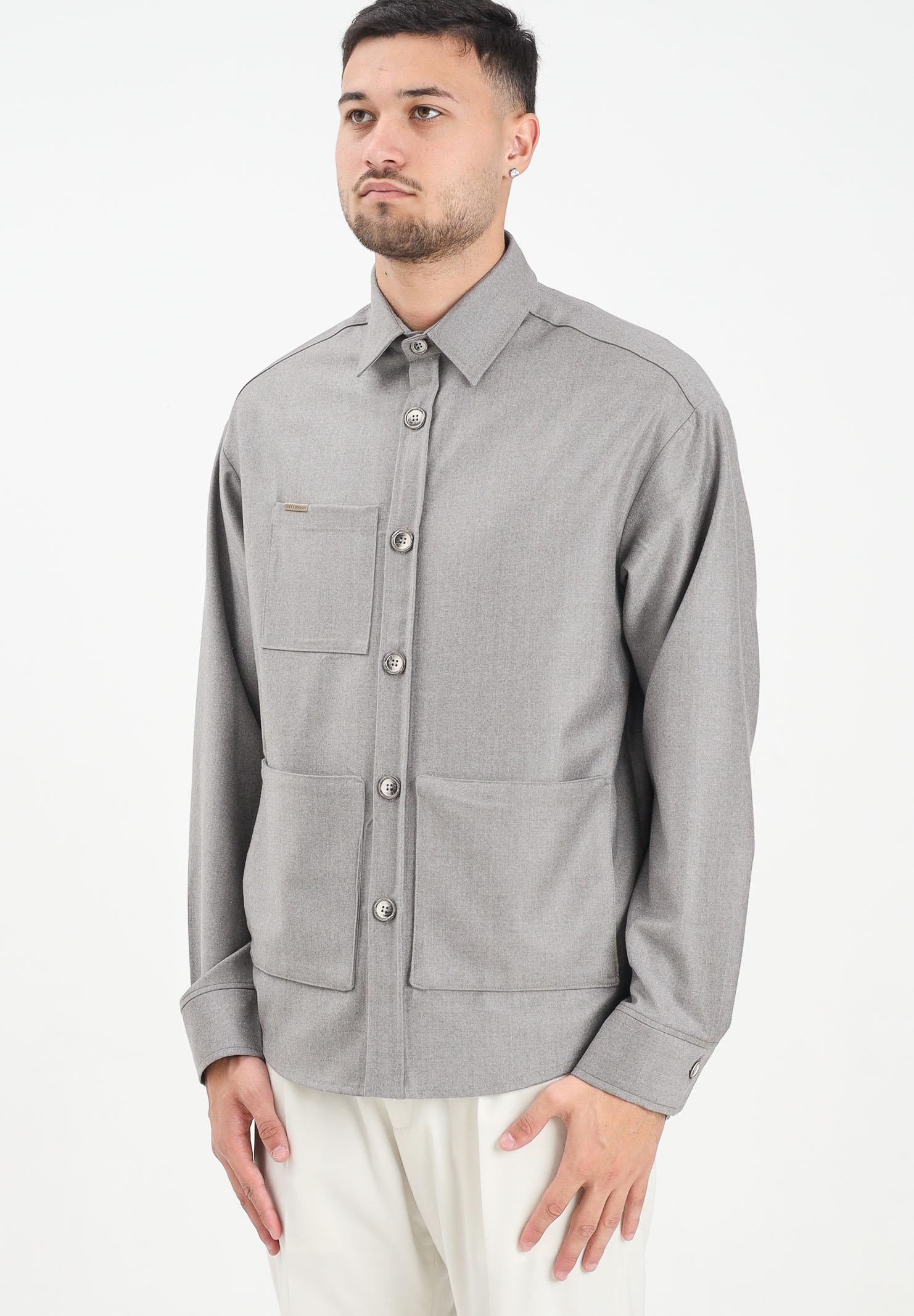 YES LONDON Camicia a manica lunga grigia da uomo XCM7221 BE YES LONDON