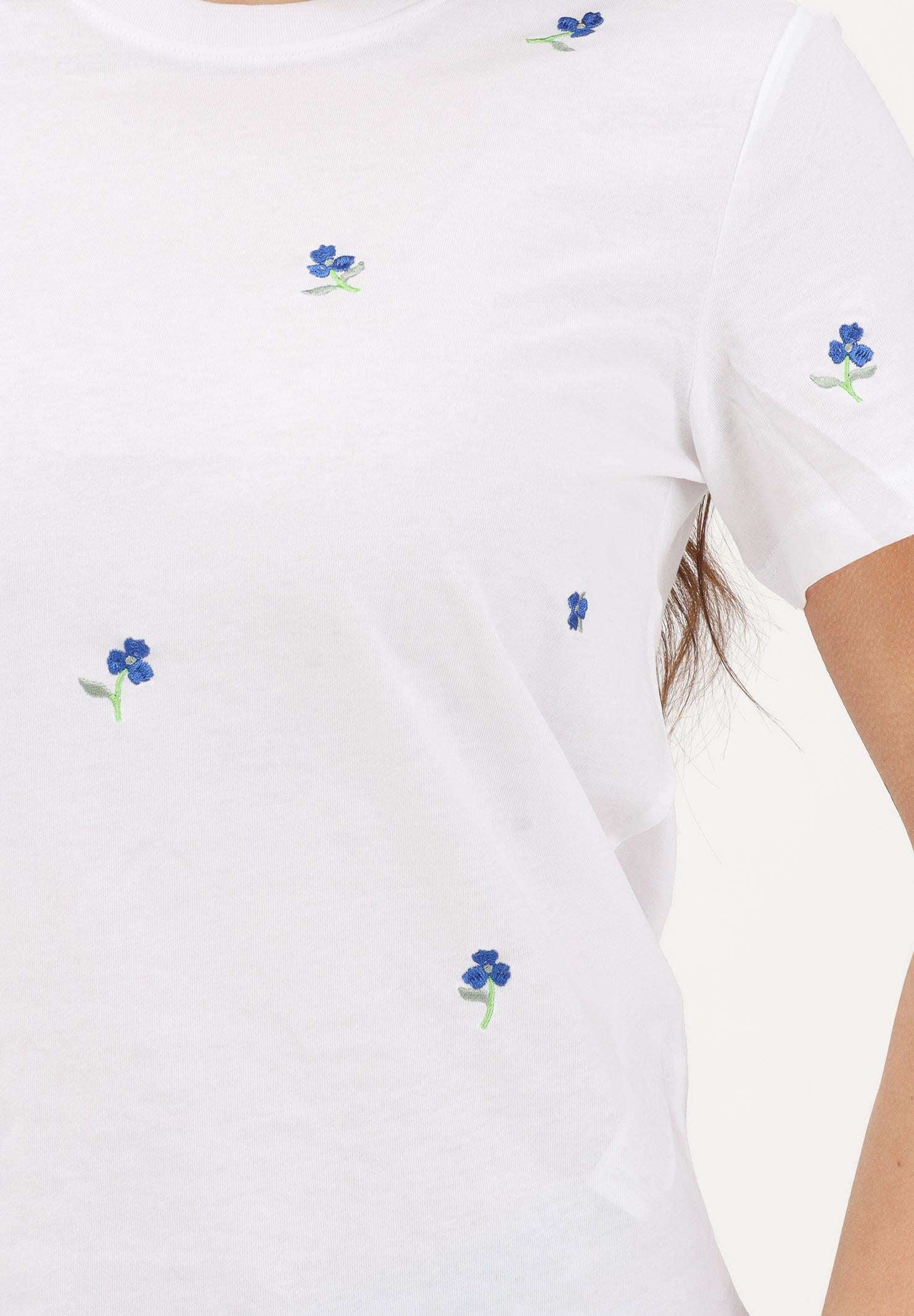 ONLY T-shirt a manica corta bianca da donna con ricamo fiori 15288473 BRWITR ONLY
