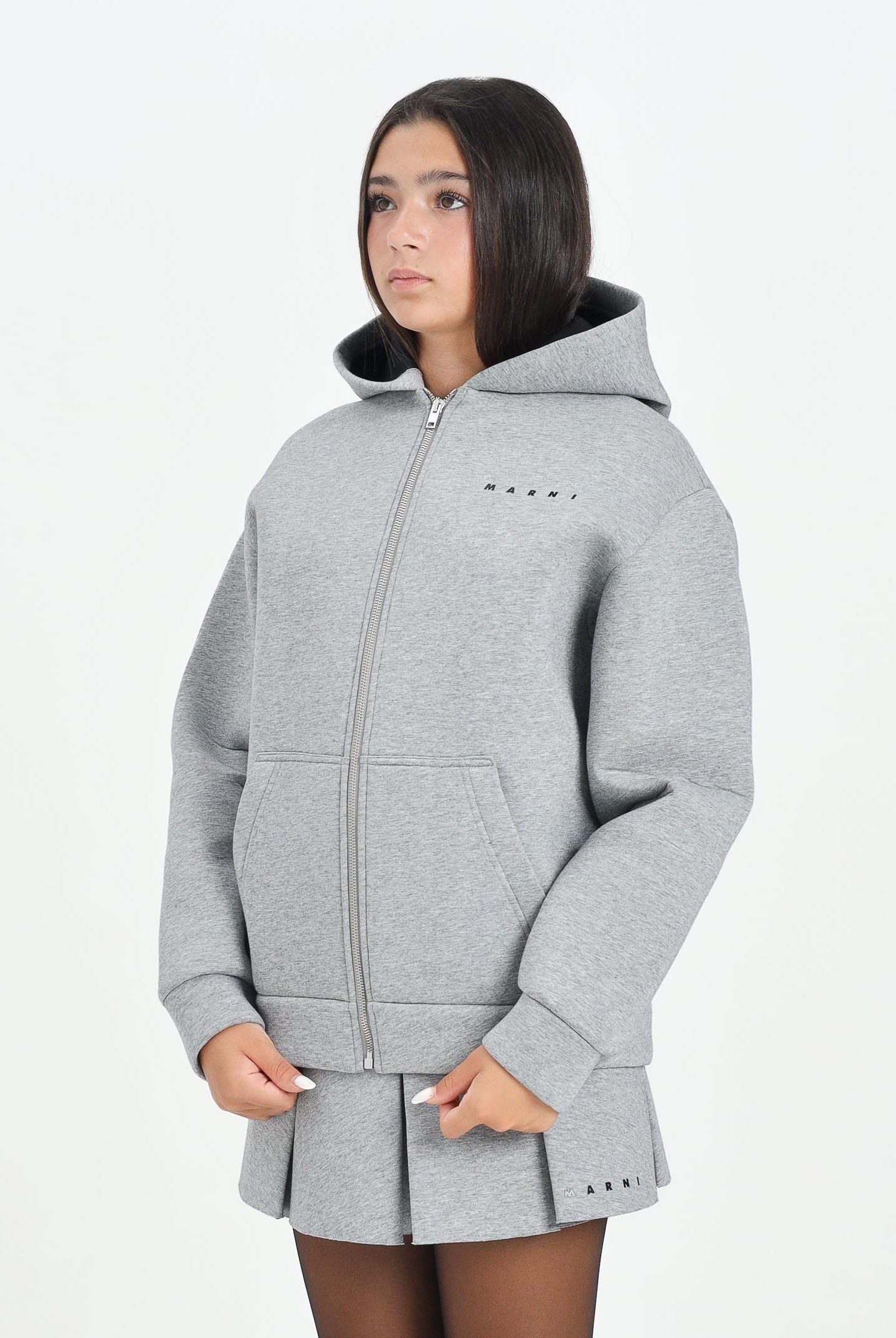 MARNI Felpa con zip in neoprene grigio per donna, ragazzi e bambini M01625M00VC 0M923 MARNI