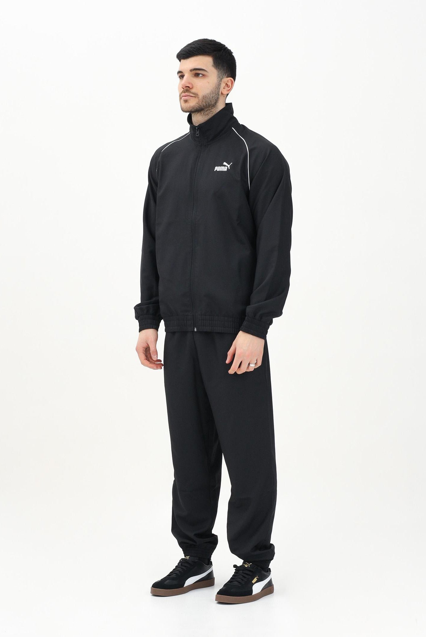 PUMA Tuta nera da uomo con piping intrecciato 684849 01 PUMA