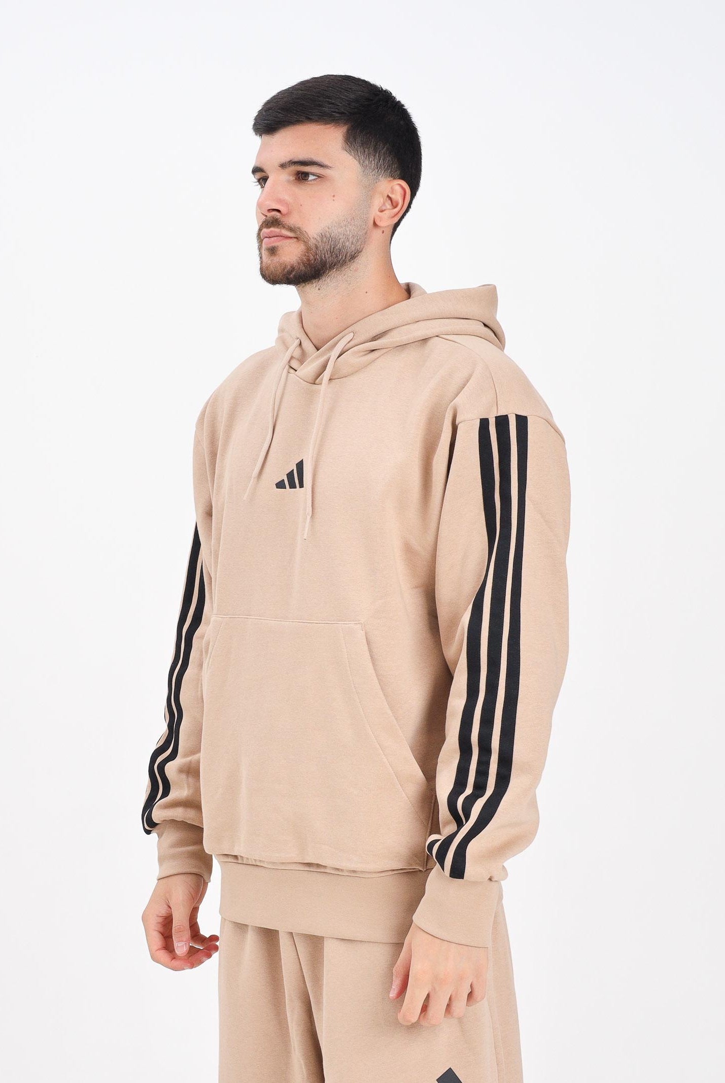 ADIDAS PERFORMANCE Felpa con cappuccio Essentials 3-Stripes French Terry beige da uomo JX0695 ADIDAS PERFORMANCE
