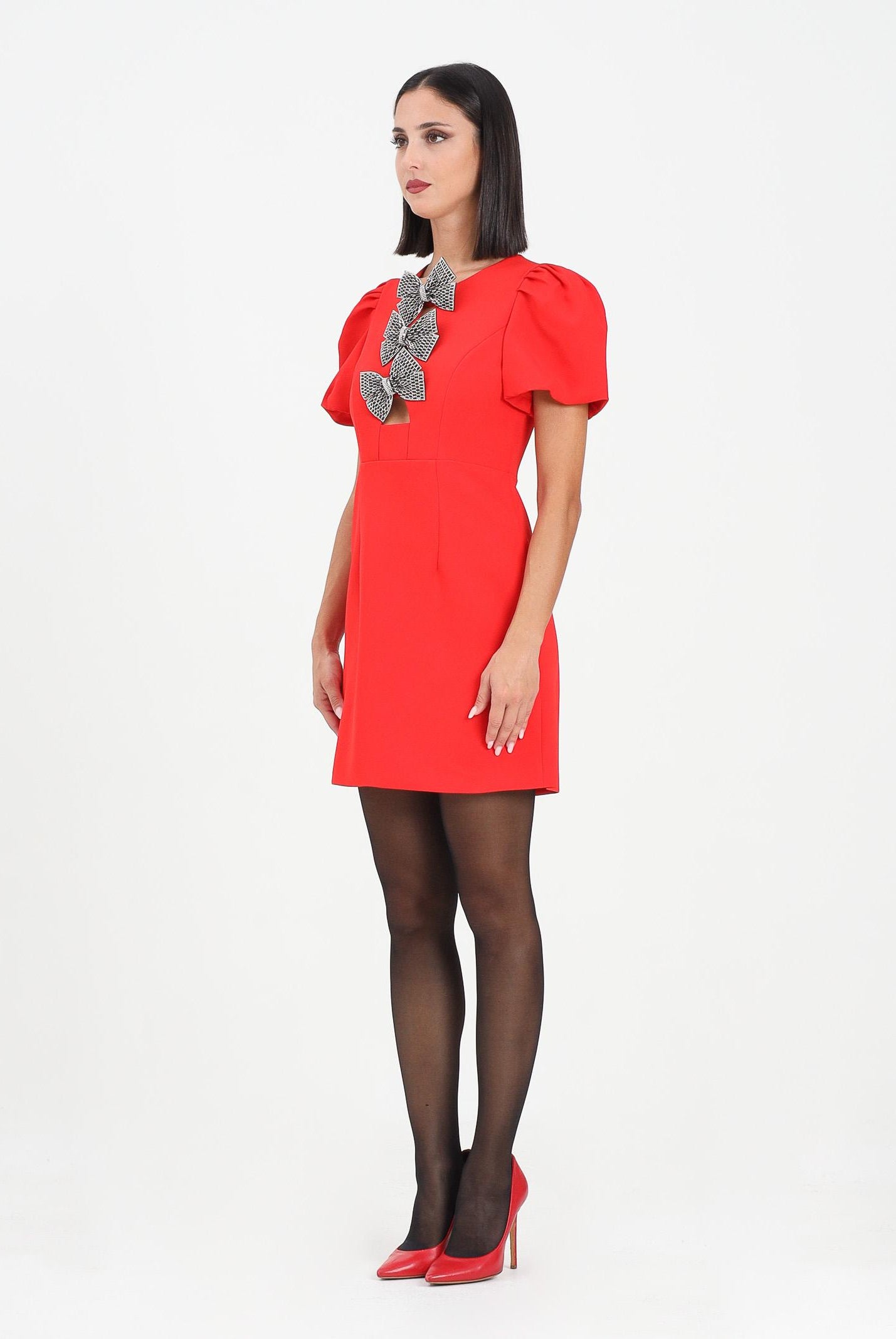 ODI ODI Abito corto Alagna rosso da donna con fiocchi ALAGNA110W5 Z4 ODI ODI