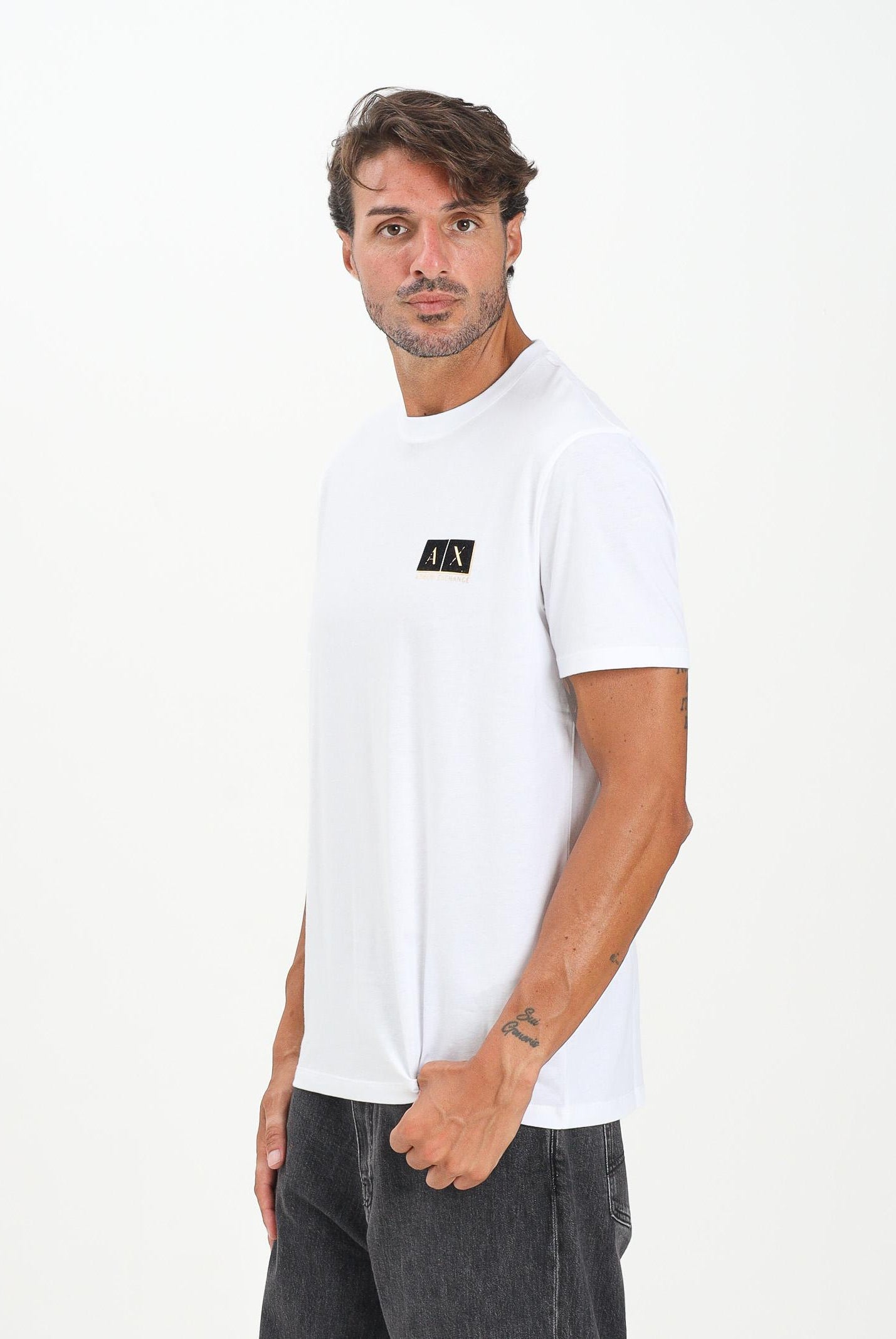 ARMANI EXCHANGE T-shirt a manica corta bianca da uomo arricchita da un piccolo logo AX XM001911AF10356 M0247 ARMANI EXCHANGE