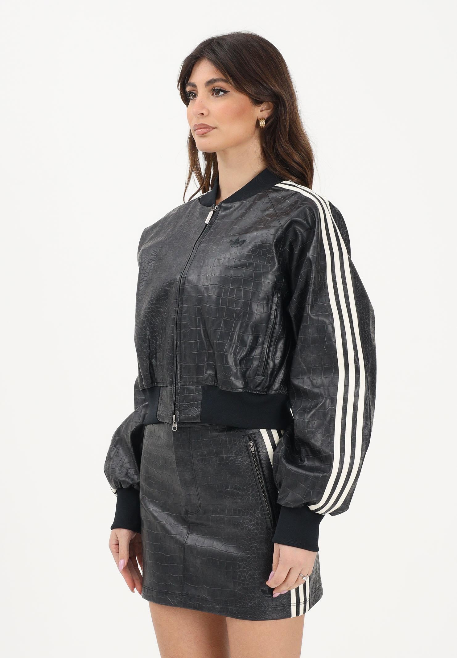 ADIDAS ORIGINALS Bomber in ecopelle SST PLEATHER nero da donna KE5035 . ADIDAS ORIGINALS