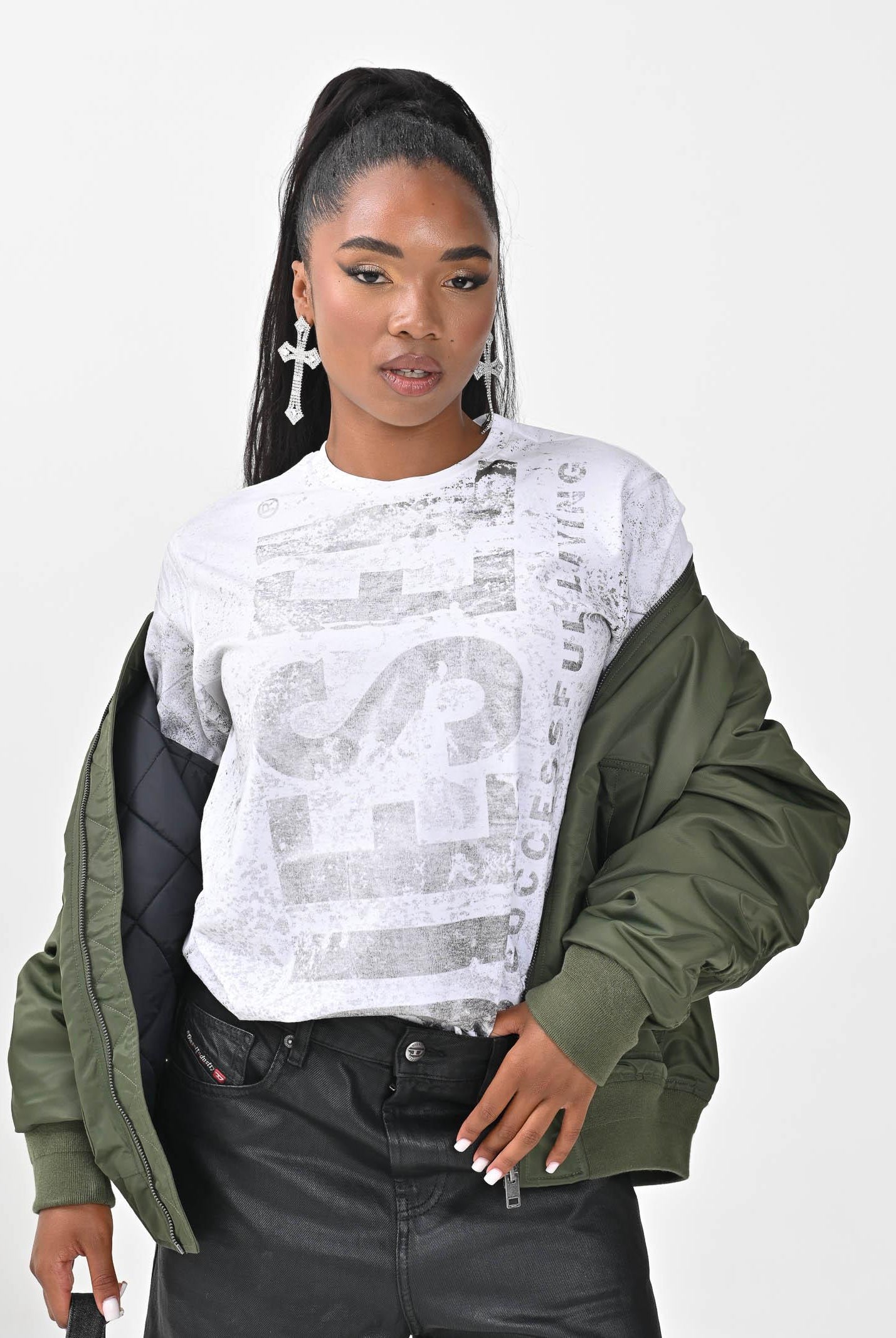 DIESEL T-shirt a manica corta bianca per donna, ragazzi e bambini con logo J02479KYAZW K100 DIESEL