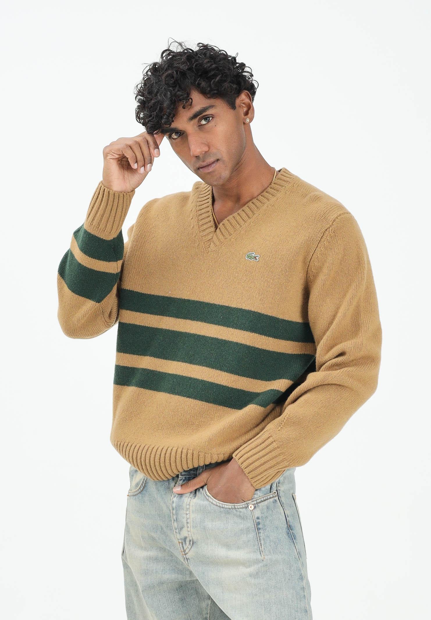 LACOSTE Maglioncino scollo a V cammello da uomo AH5180 9IQ LACOSTE