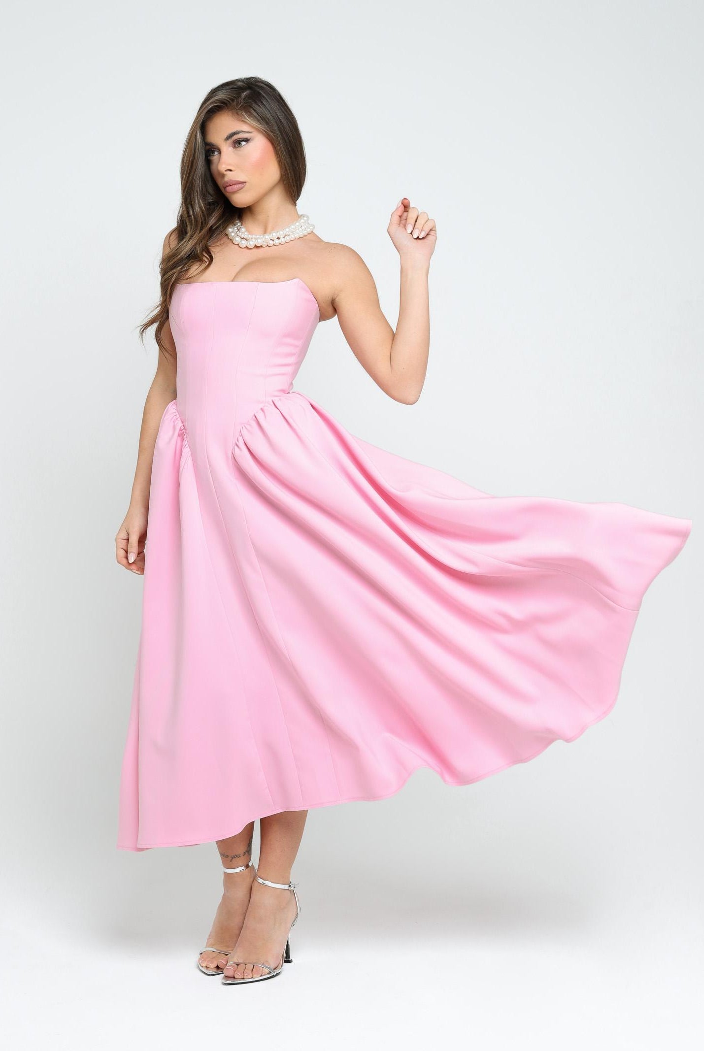 SANTAS Abito midi MARSHMALLOW rosa da donna PV2509 ROSA SANTAS