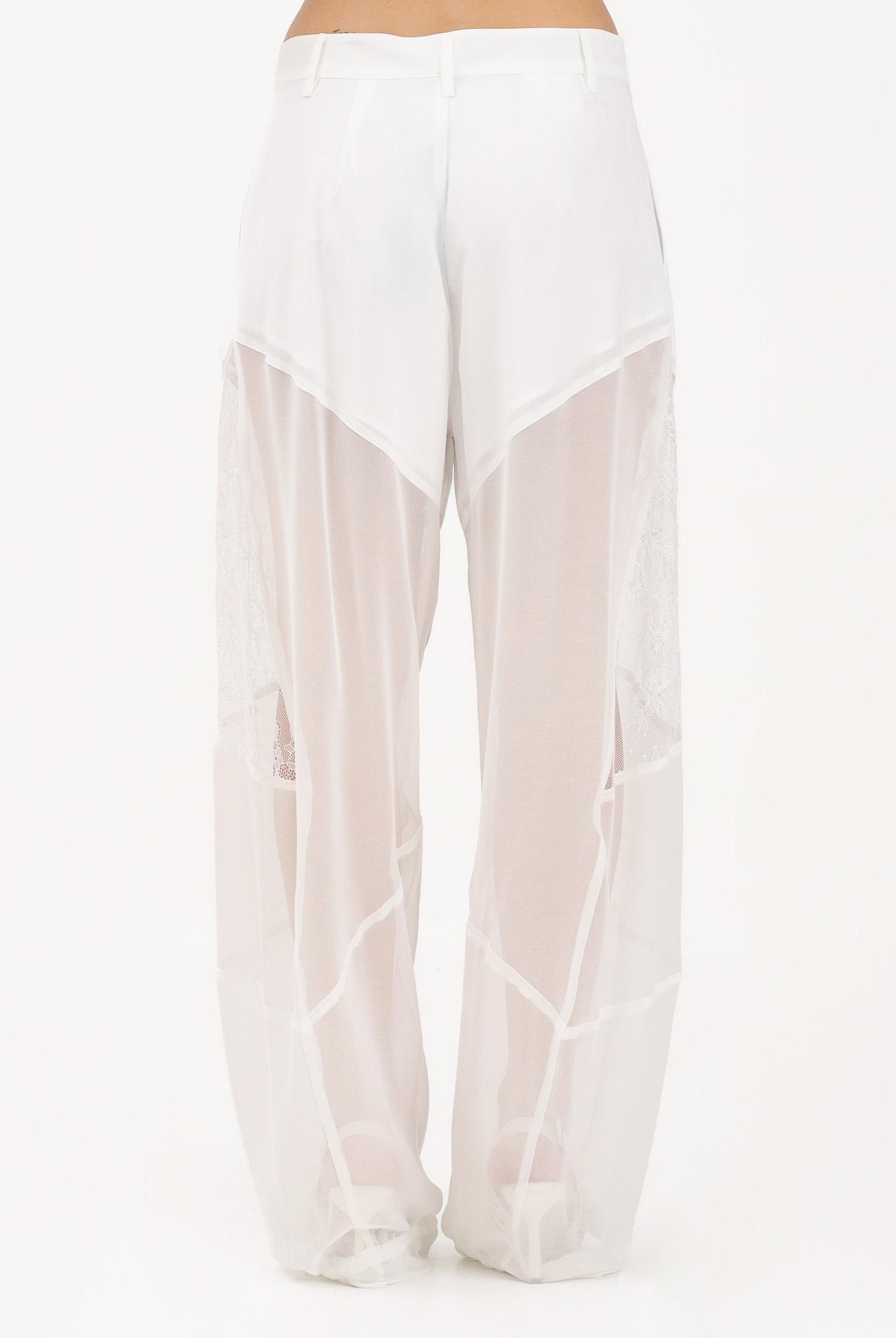 PINKO Pantalone elegante bianco da donna con inserti in pizzo 106275A336 Z05 PINKO