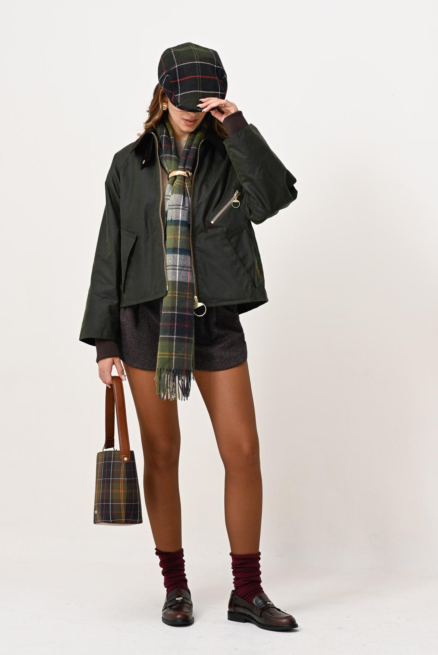 BARBOUR Sciarpa verde per uomo e donna con motivo tartan in lana d'agnello Serena 252MLSC0477 TN11 BARBOUR