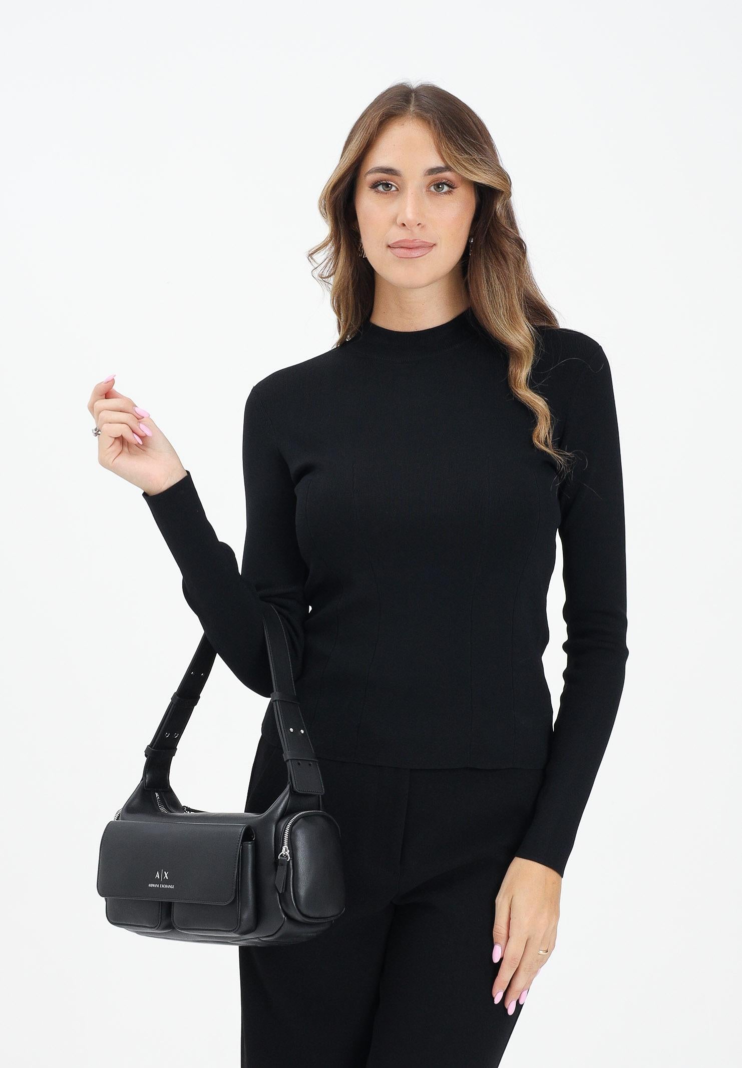 ARMANI EXCHANGE Maglioncino girocollo nero da donna con ricamo logo XW000763AF10352 UC001 ARMANI EXCHANGE