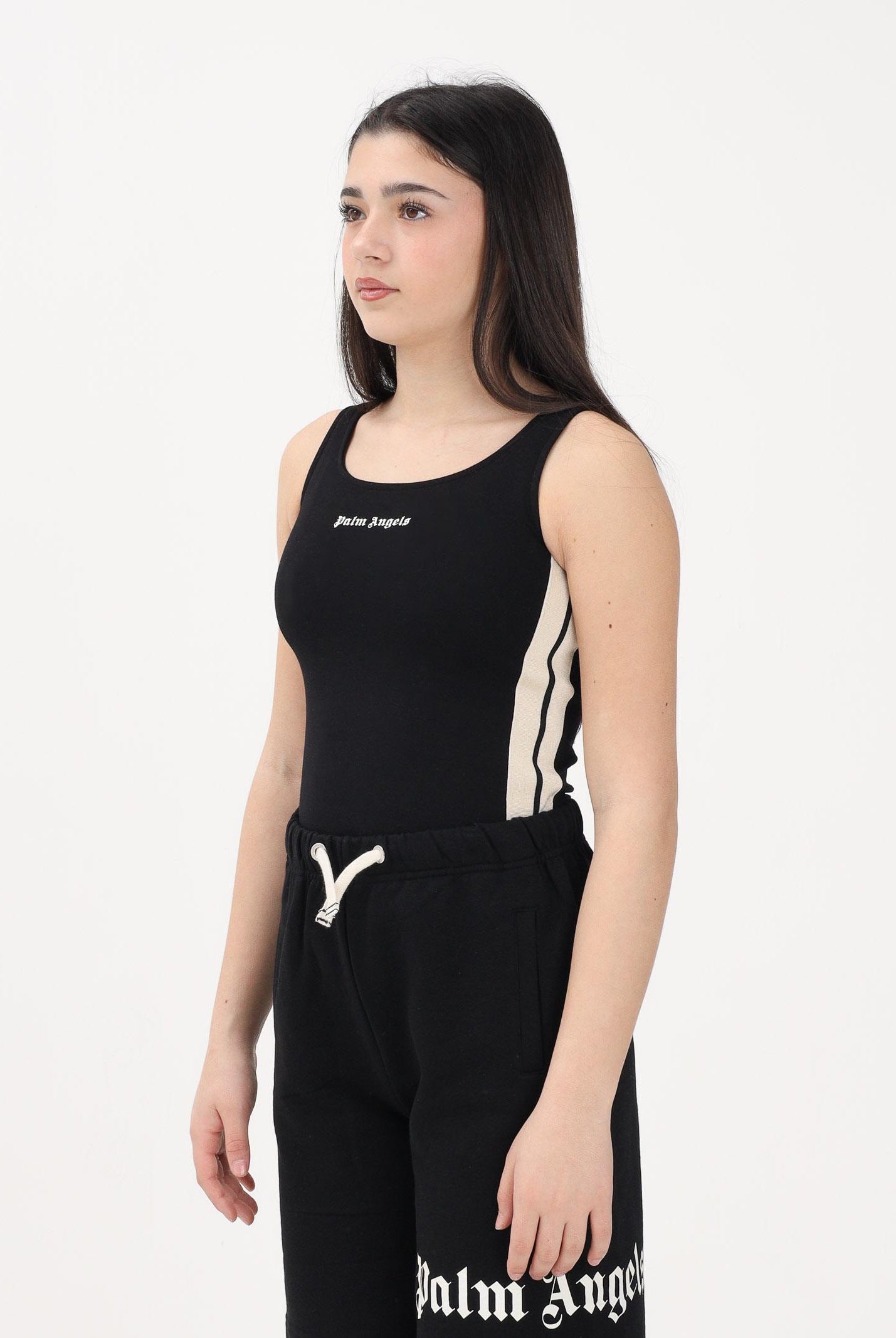 PALM ANGELS Body nero per donna, ragazze e bambine con logo PGBD00CS26FLE001 110 PALM ANGELS