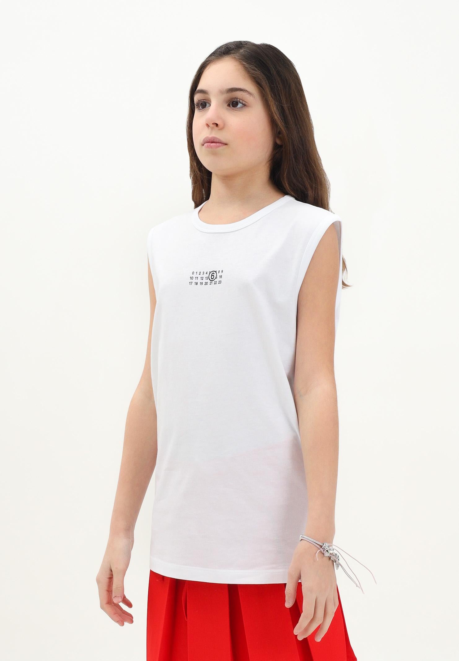 MAISON MARGIELA Canotta bianca per donna, ragazzi e bambini con stampa Numeric M60575MM009 M6100 MAISON MARGIELA
