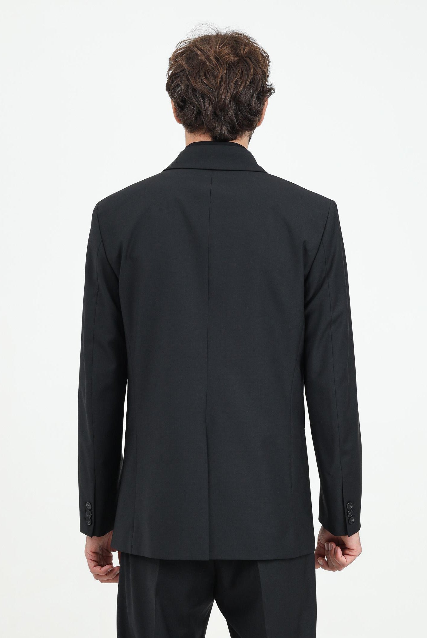 Giacca dritta doppiopetto nera da uomo 5S0743/A1WK K102Nero vinile PATRIZIA PEPE