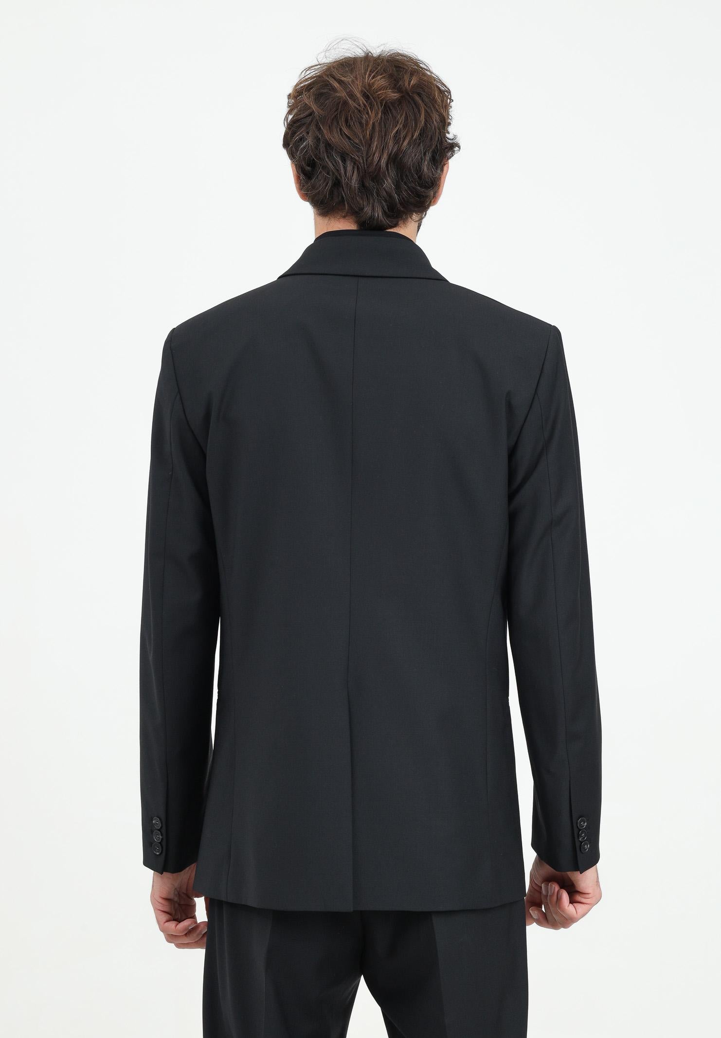 Giacca dritta doppiopetto nera da uomo 5S0743/A1WK K102Nero vinile PATRIZIA PEPE