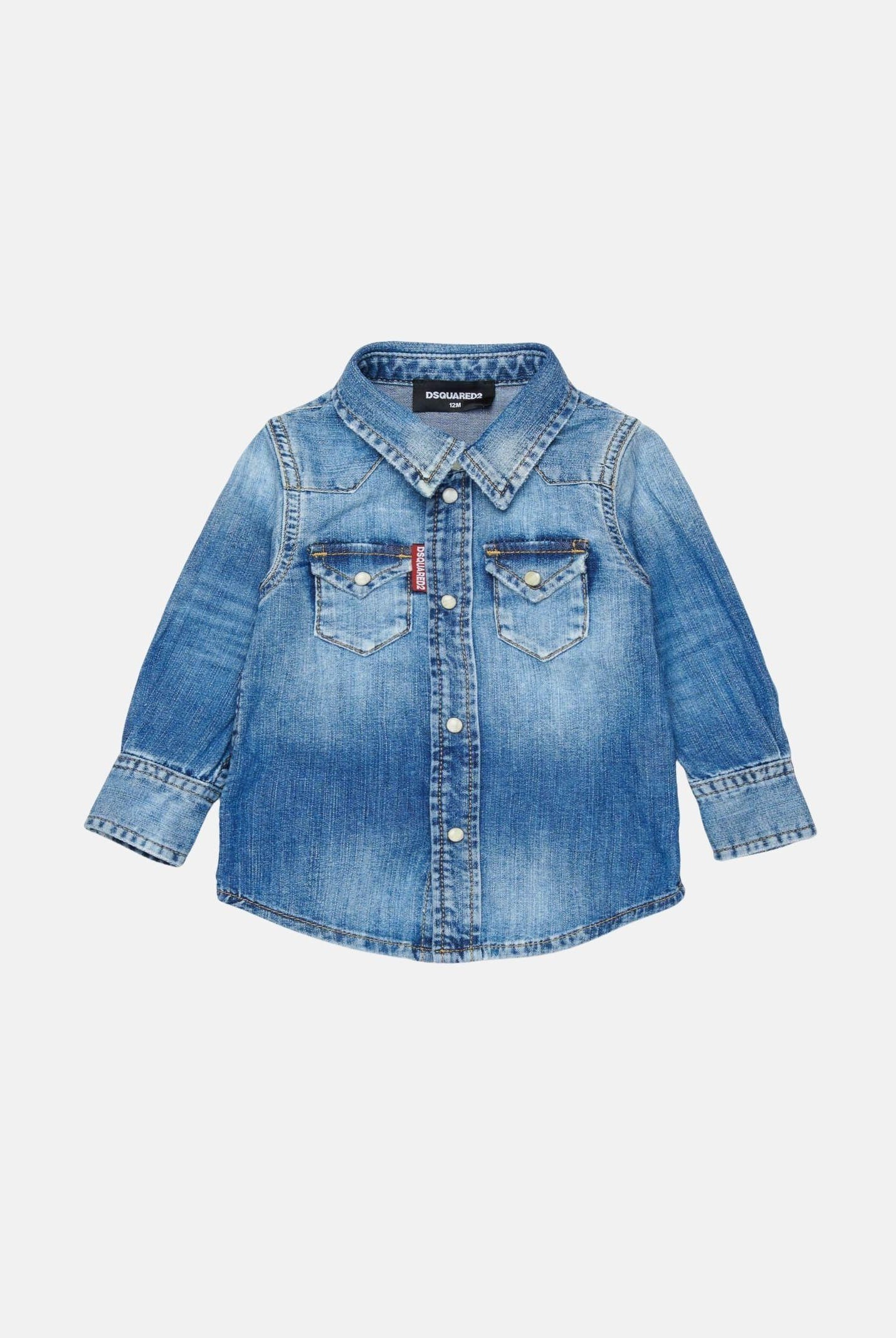 DSQUARED2 Camicia a manica lunga in denim chiaro da neonato DQ033GD0AFP DQ01 DSQUARED2
