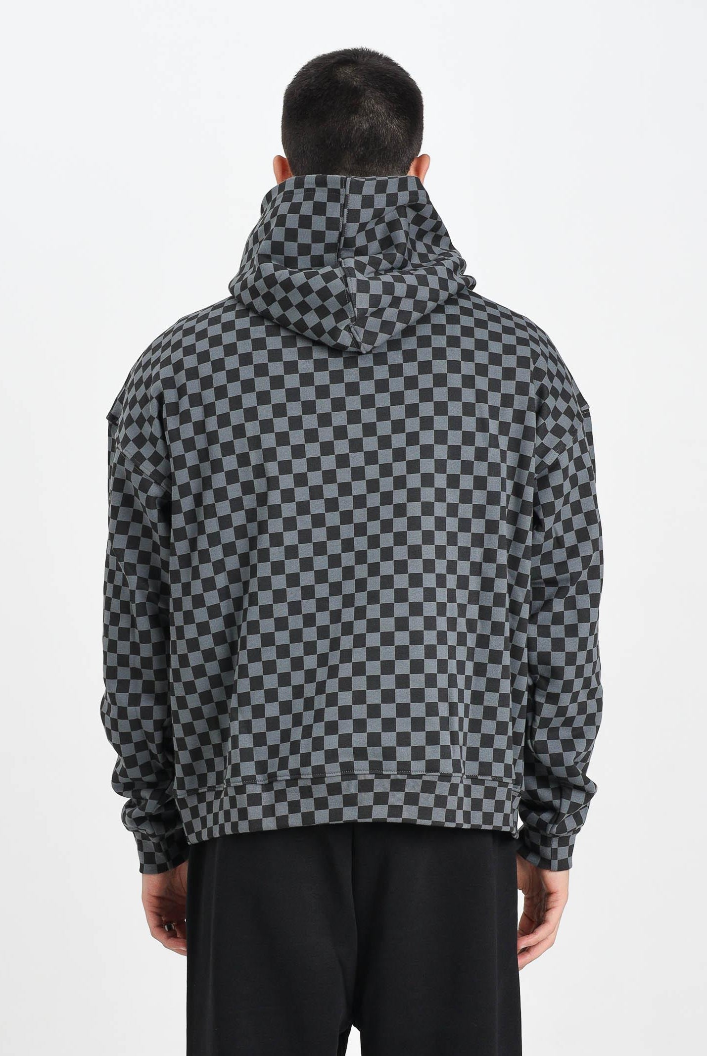 SPRAYGROUND Felpa con cappuccio grigia e nera da uomo rifinita da Shark SP823GBLK SPRAYGROUND