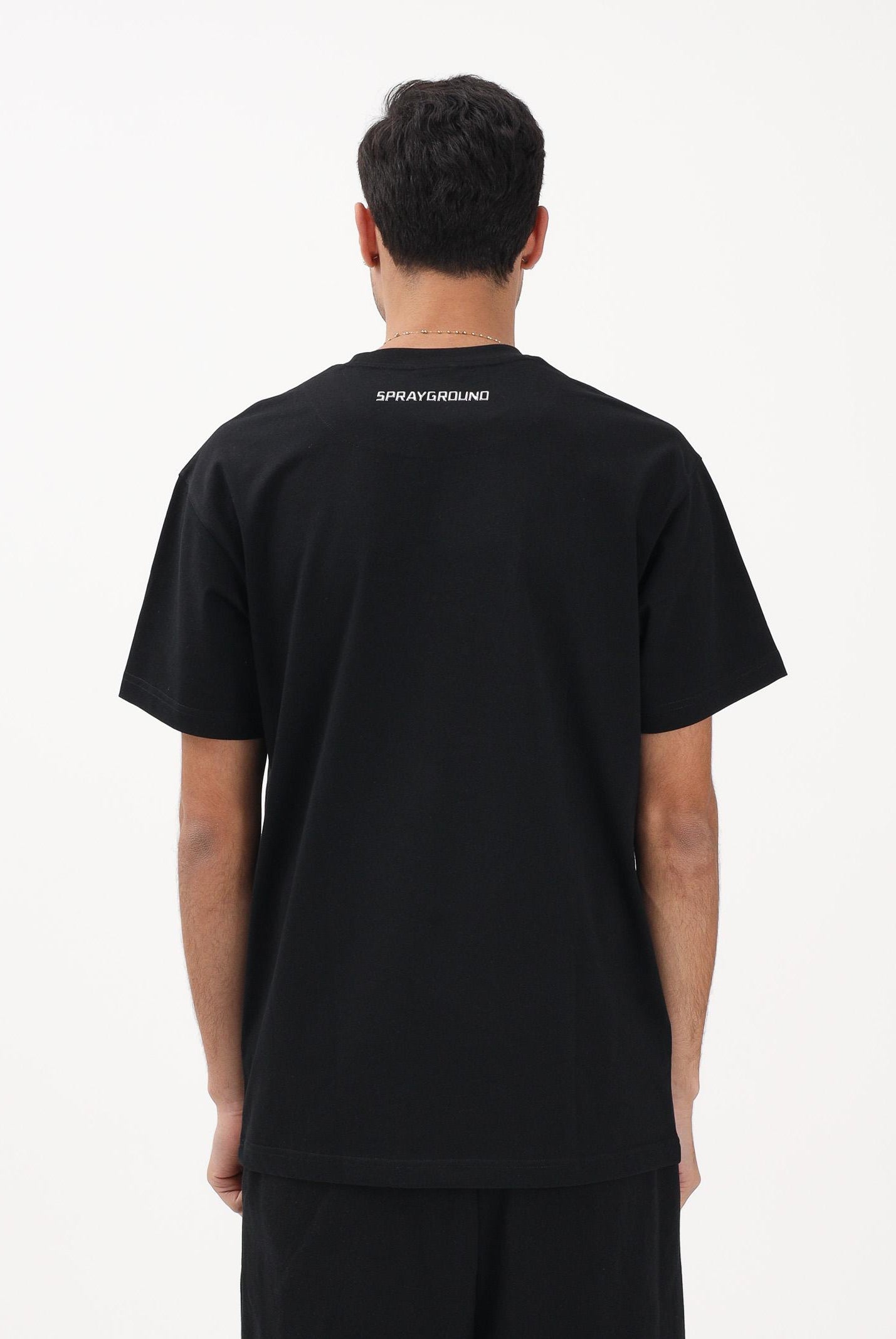 SPRAYGROUND T-shirt a manica corta nera da uomo con logo Shark SP895BLK . SPRAYGROUND