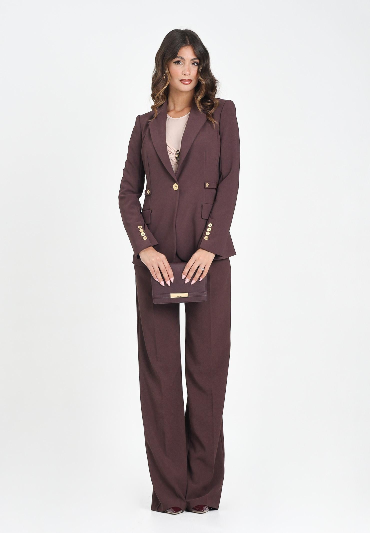 ELISABETTA FRANCHI Pantalone elegante bordeaux da donna con accessorio gioiello PA09956E2 EA4 ELISABETTA FRANCHI